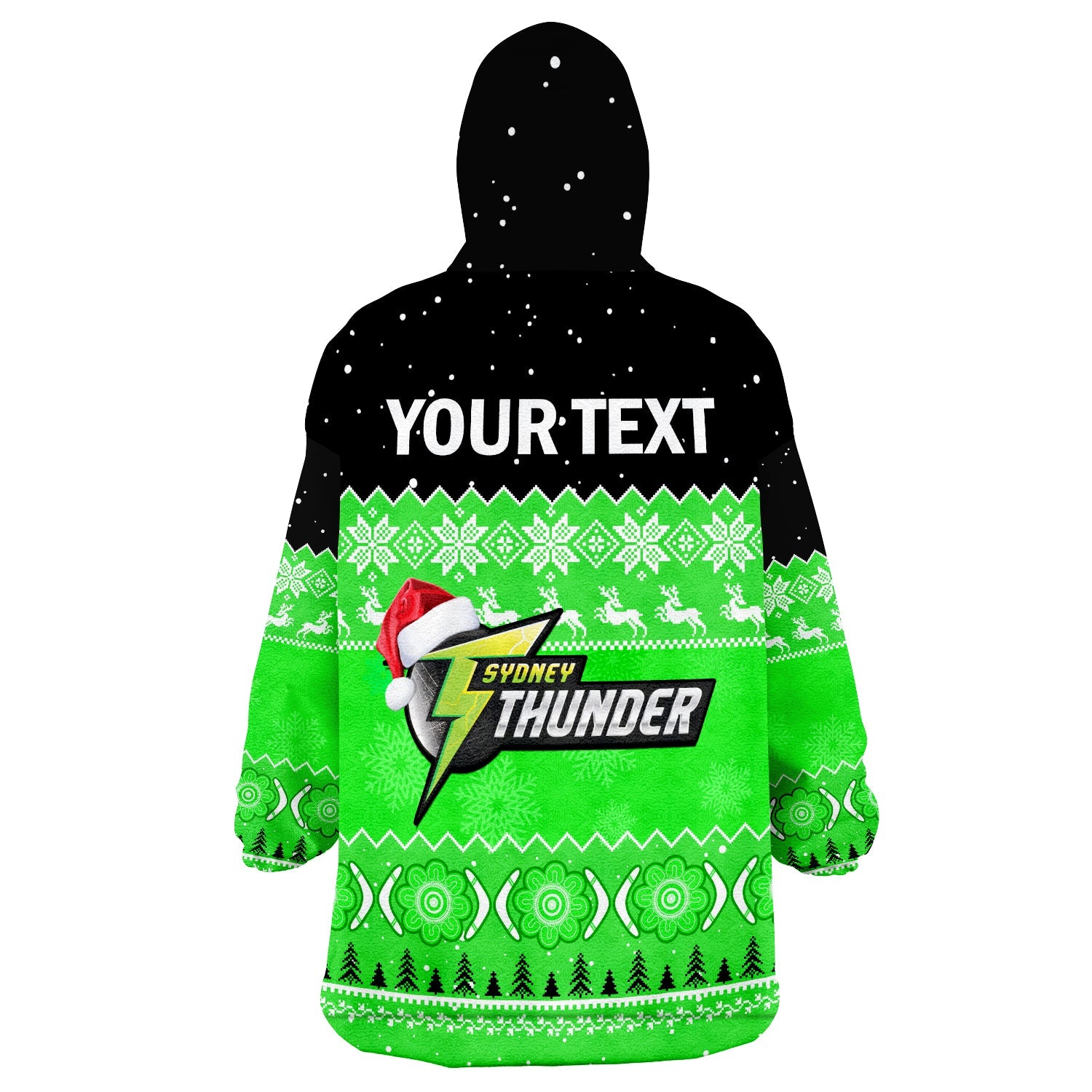 (Custom Personalised) Thunder Cricket Wearable Blanket Hoodie Aboriginal Merry Christmas - Vibe Hoodie Shop