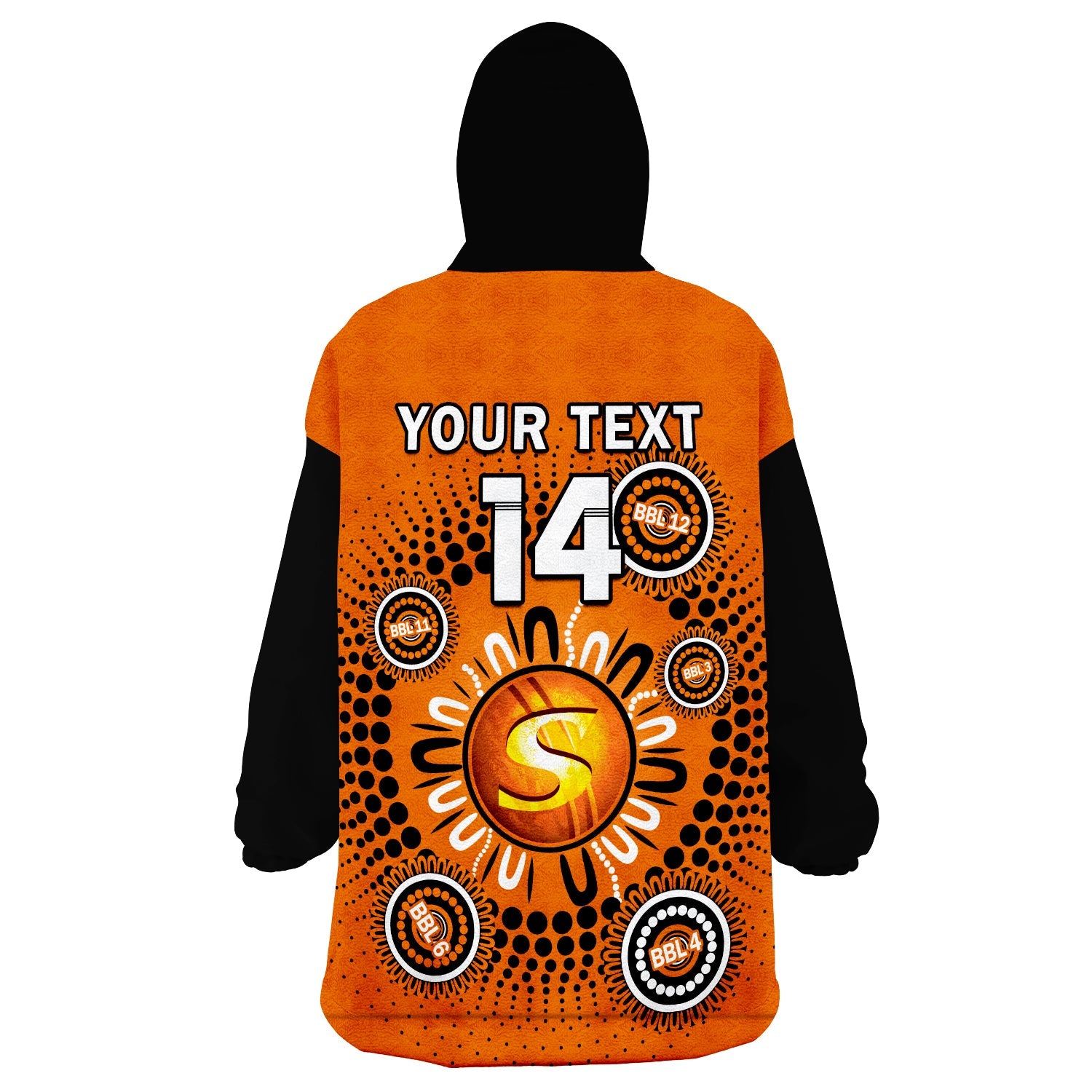 (Custom Text And Number) Perth Scorchers Cricket Wearable Blanket Hoodie Indigenous 5th Champions BBL Proud - Vibe Hoodie Shop
