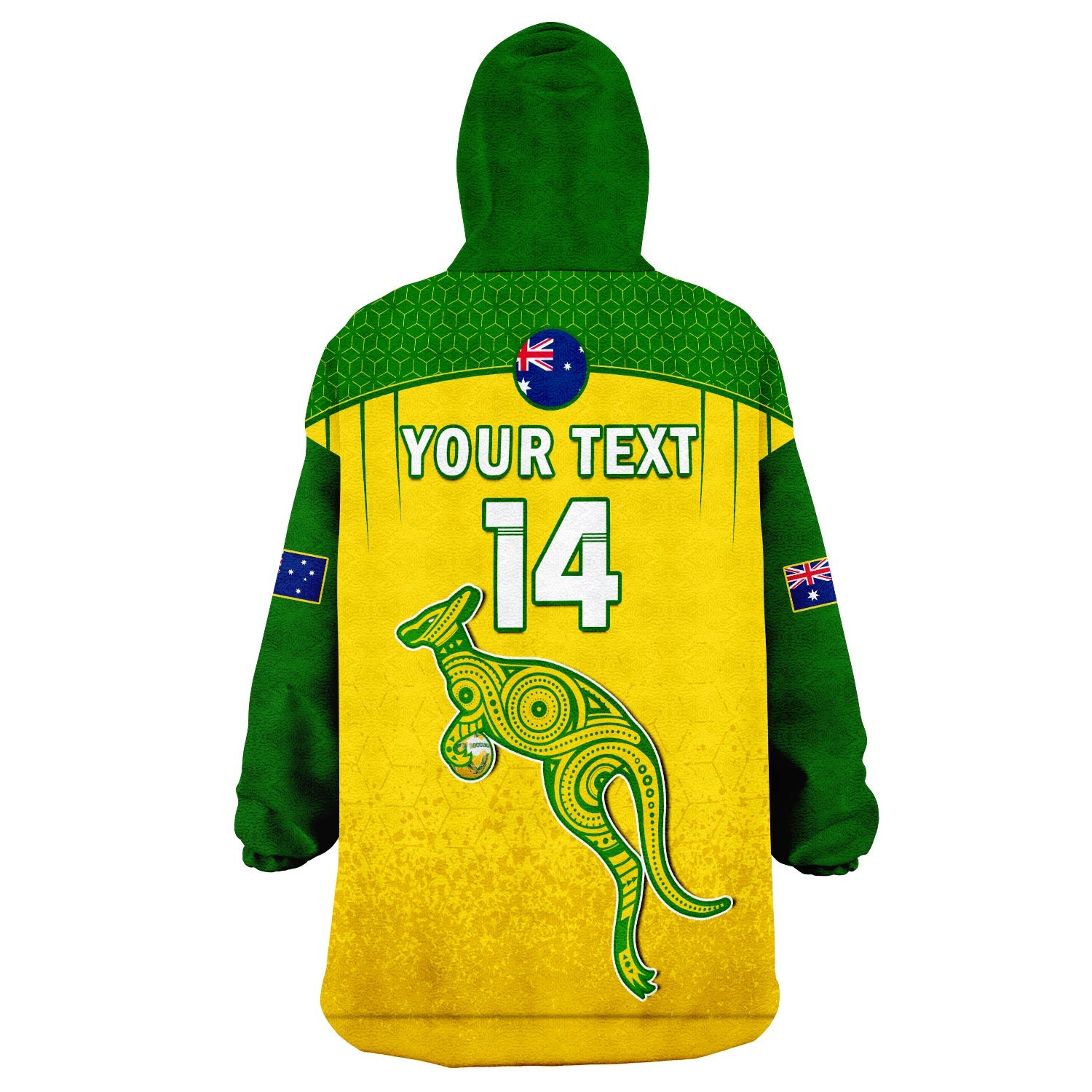 (Custom Text And Number) Australia Soccer Wearable Blanket Hoodie Socceroos Dots Kangaroo Simple Style - Vibe Hoodie Shop