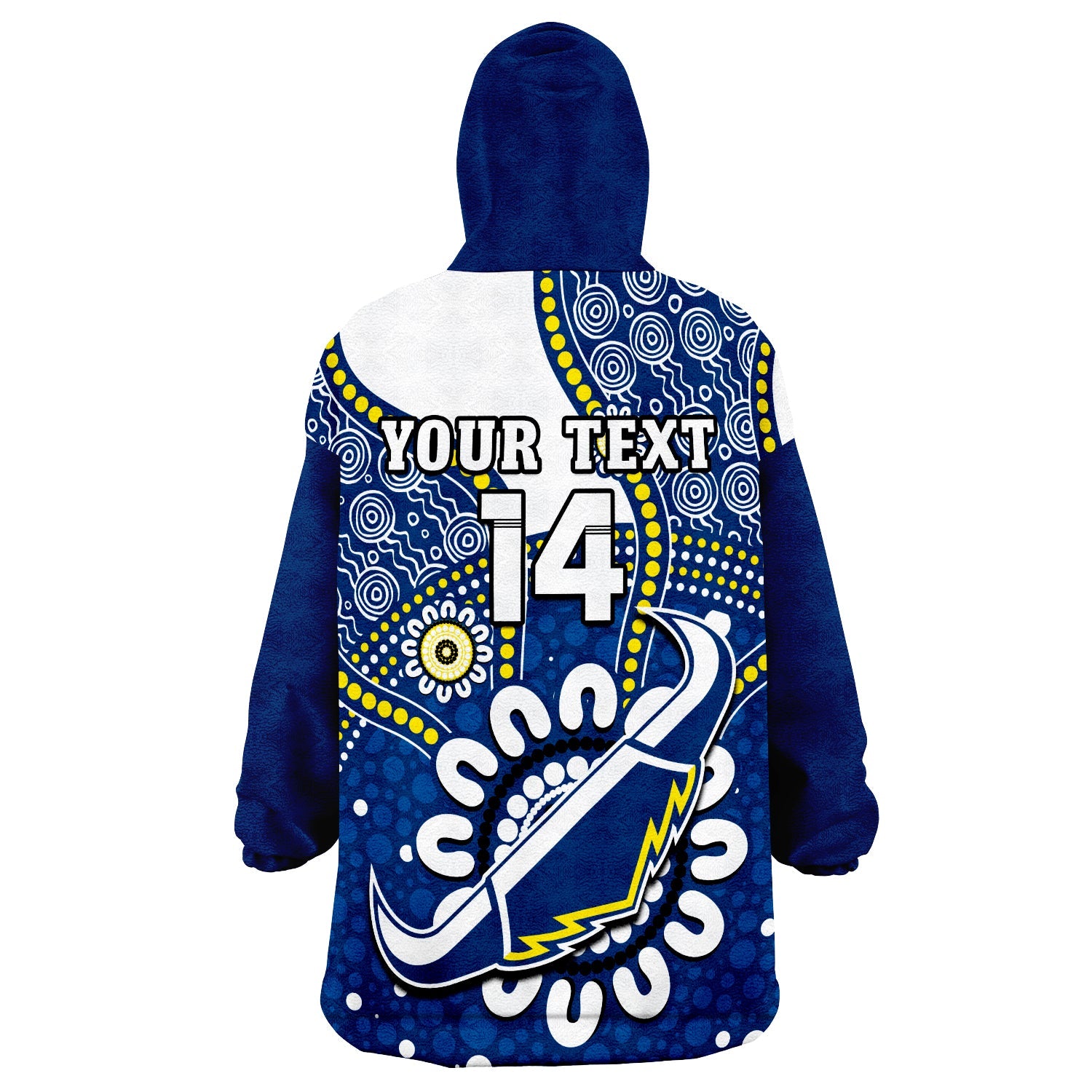 (Custom Text And Number) Cowboys Rugby Wearable Blanket Hoodie Indigenous Art - Vibe Hoodie Shop