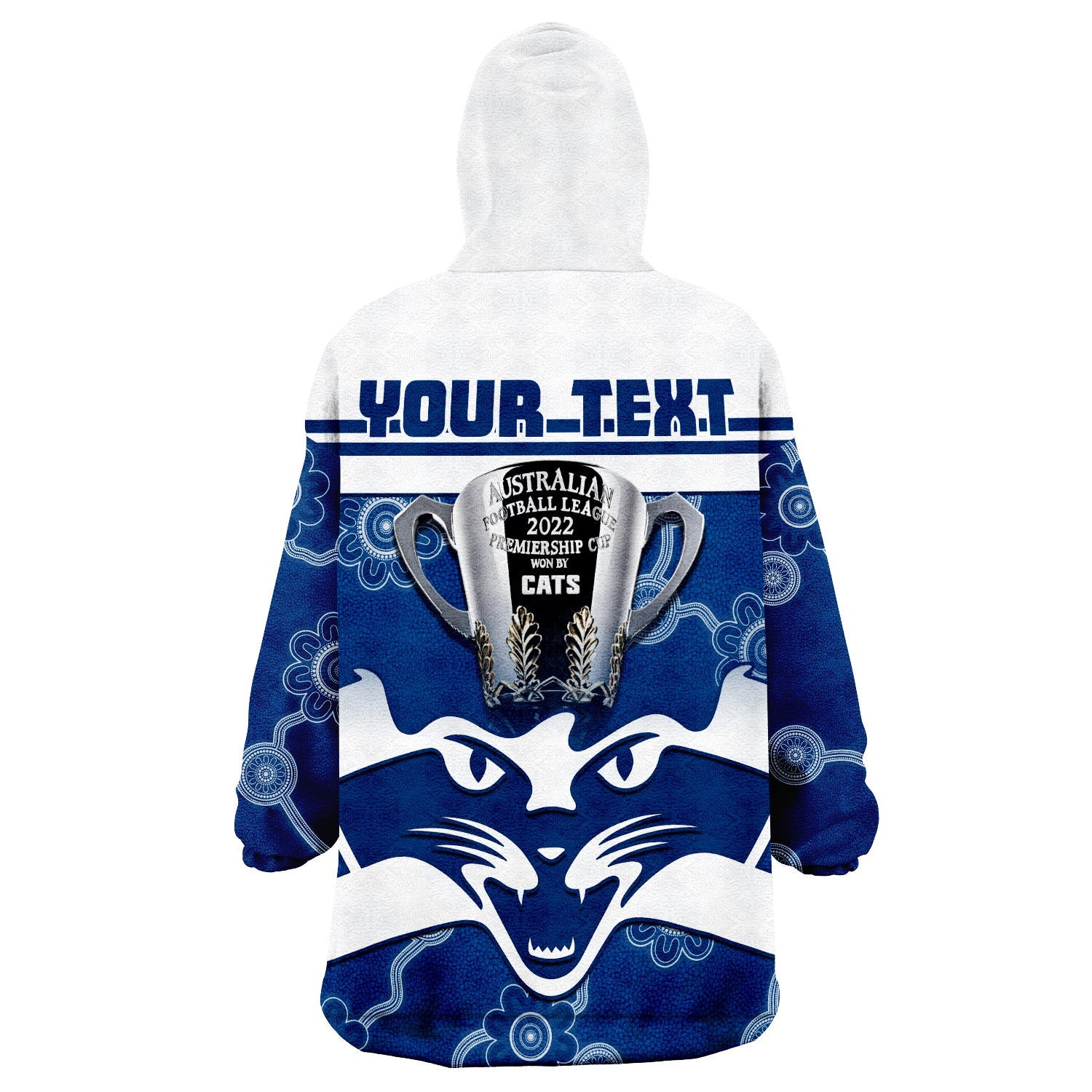 (Custom Personalised) Cats Football Wearable Blanket Hoodie Geelong Premiers 2022 Aboriginal - Vibe Hoodie Shop