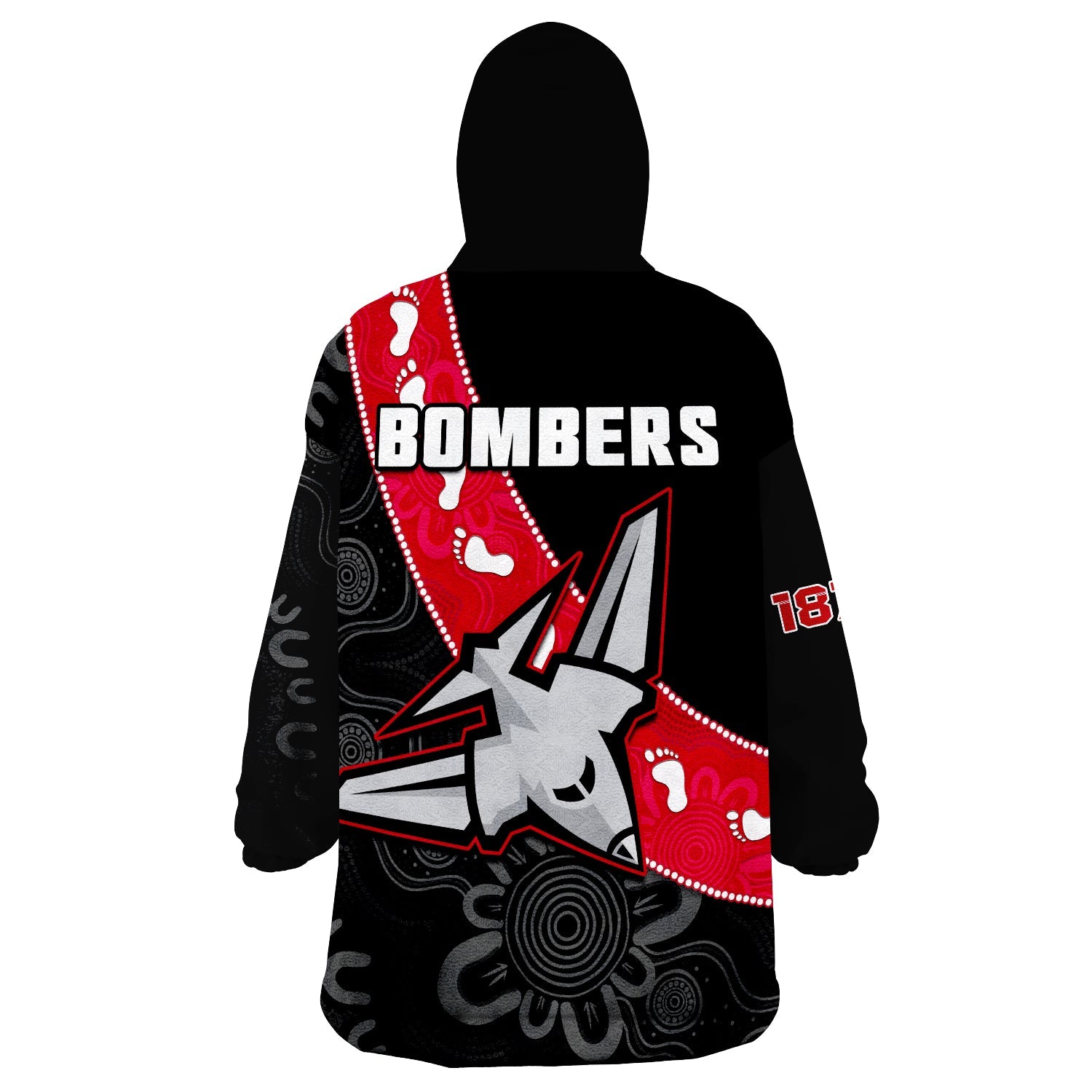 Essendon Football Wearable Blanket Hoodie Go Bombers 1872 Aboriginal Art - Vibe Hoodie Shop