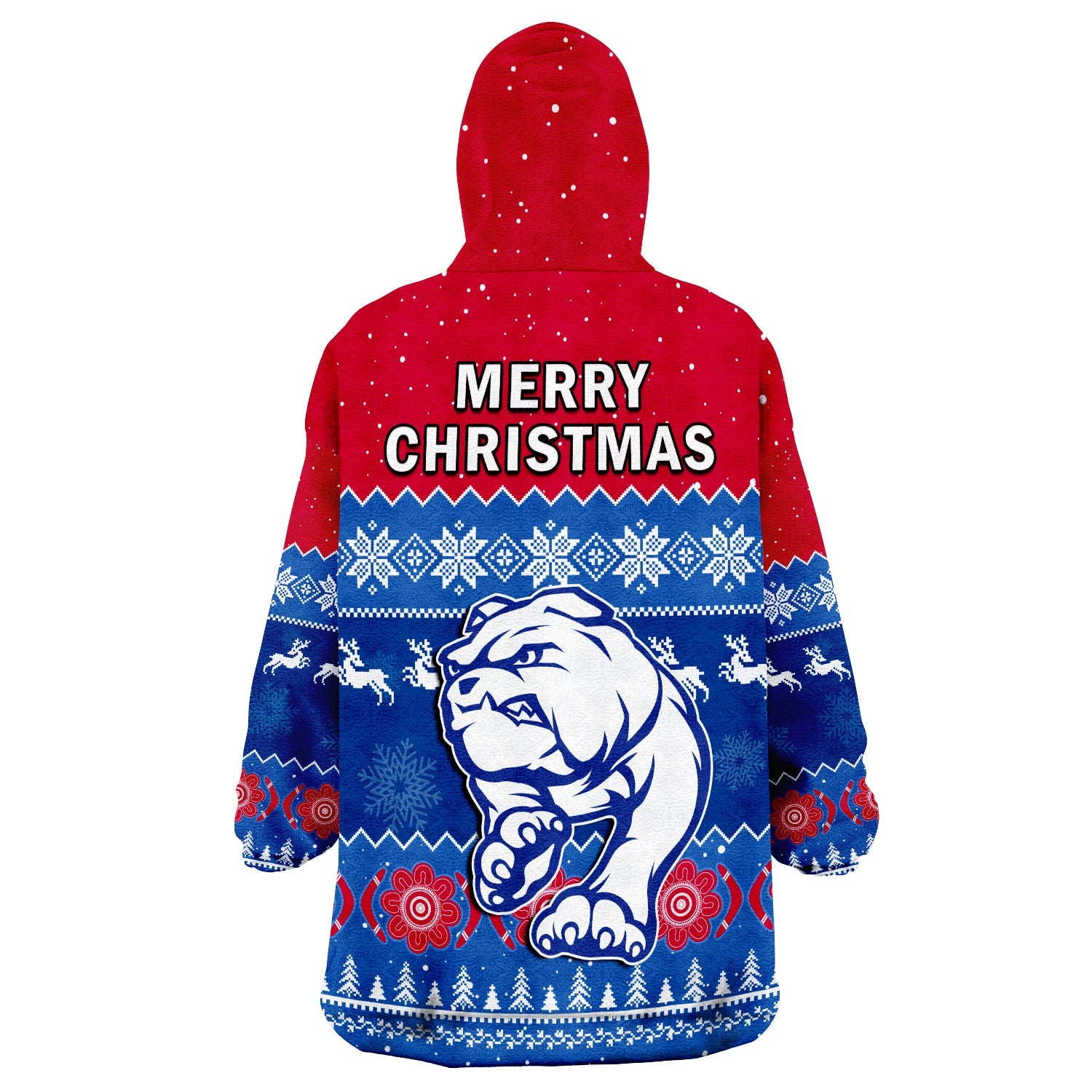 Western Bulldogs Football Wearable Blanket Hoodie Dogs Indigenous Merry Christmas - Vibe Hoodie Shop