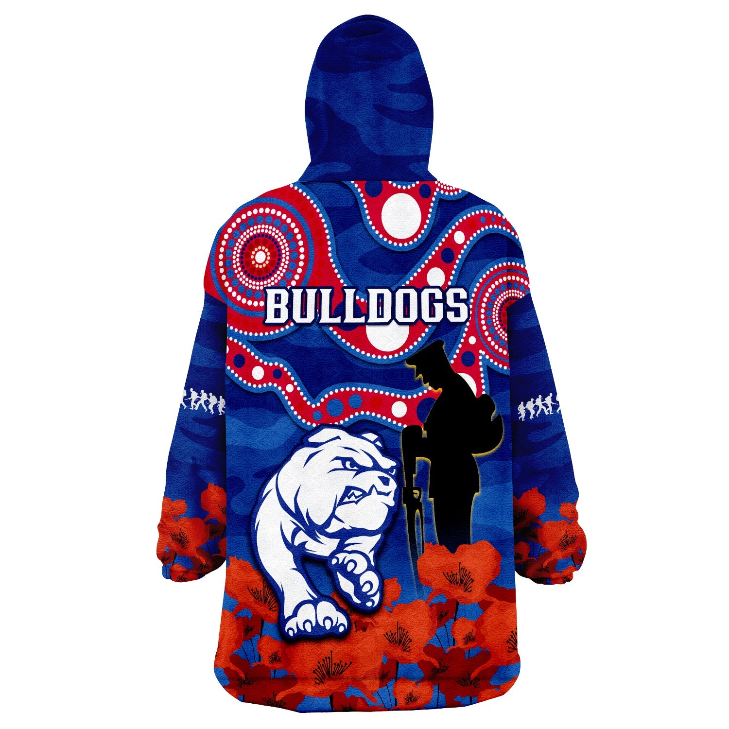 Western Bulldogs Football ANZAC 2023 Wearable Blanket Hoodie Doggies Aboriginal Mix Poppy Camouflage - Vibe Hoodie Shop