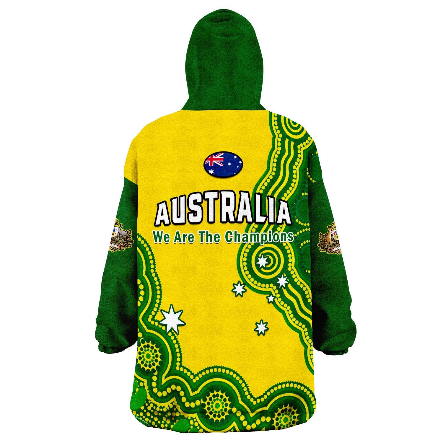 Australia Rugby Wearable Blanket Hoodie Jillaroos Champions Indigenous Yellow Style - Vibe Hoodie Shop