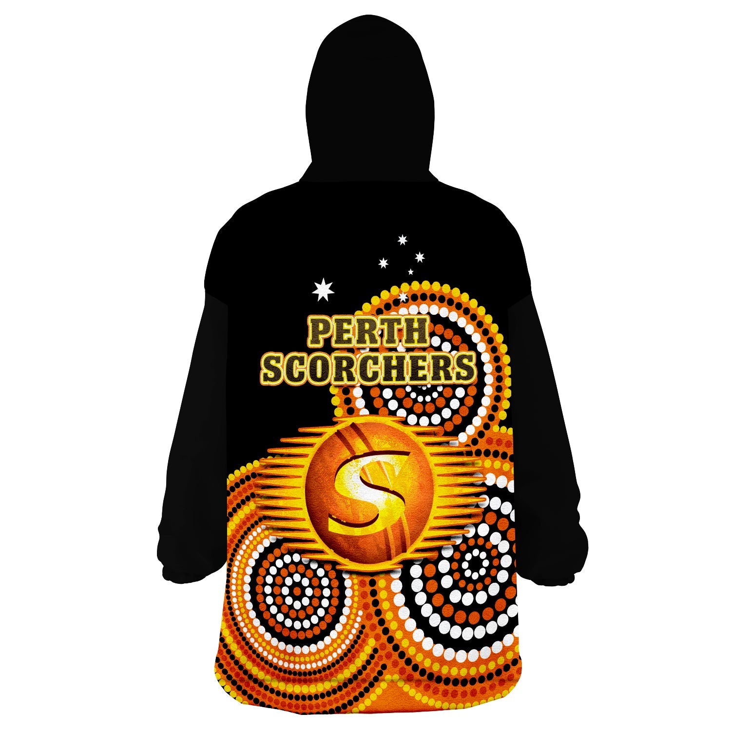 Perth Scorchers Cricket Wearable Blanket Hoodie Champions BBL12 Proud Indigenous Art - Vibe Hoodie Shop