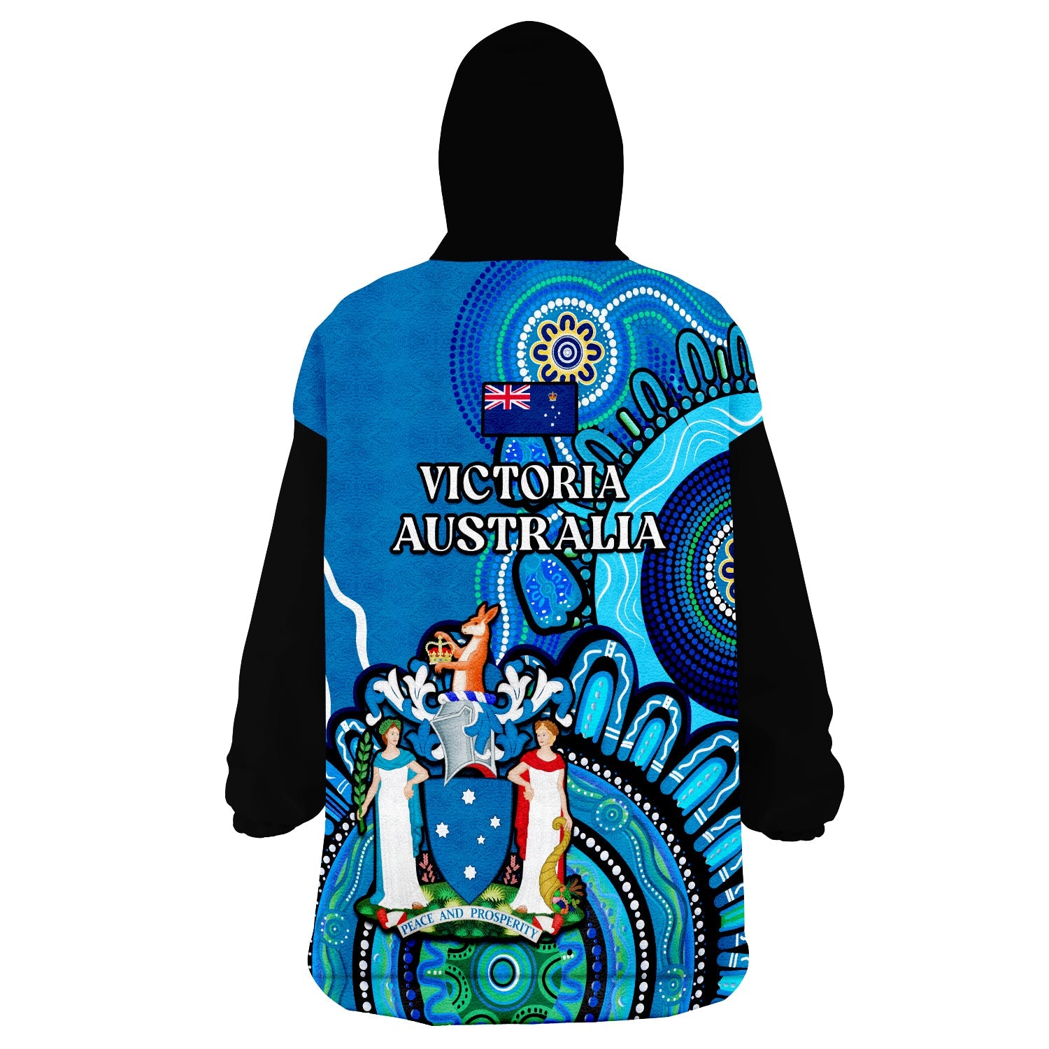 Victoria State Wearable Blanket Hoodie Australian Indigenous Art - Vibe Hoodie Shop