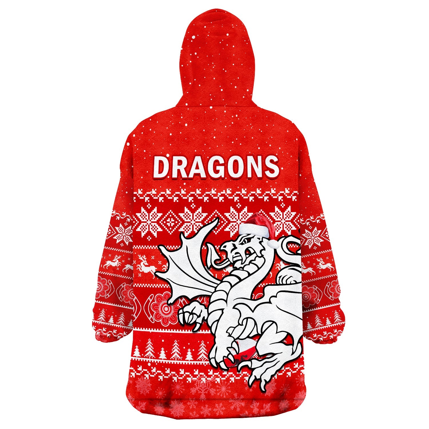 Dragons Rugby Wearable Blanket Hoodie Indigenous St George Illawarra Merry Christmas - Vibe Hoodie Shop