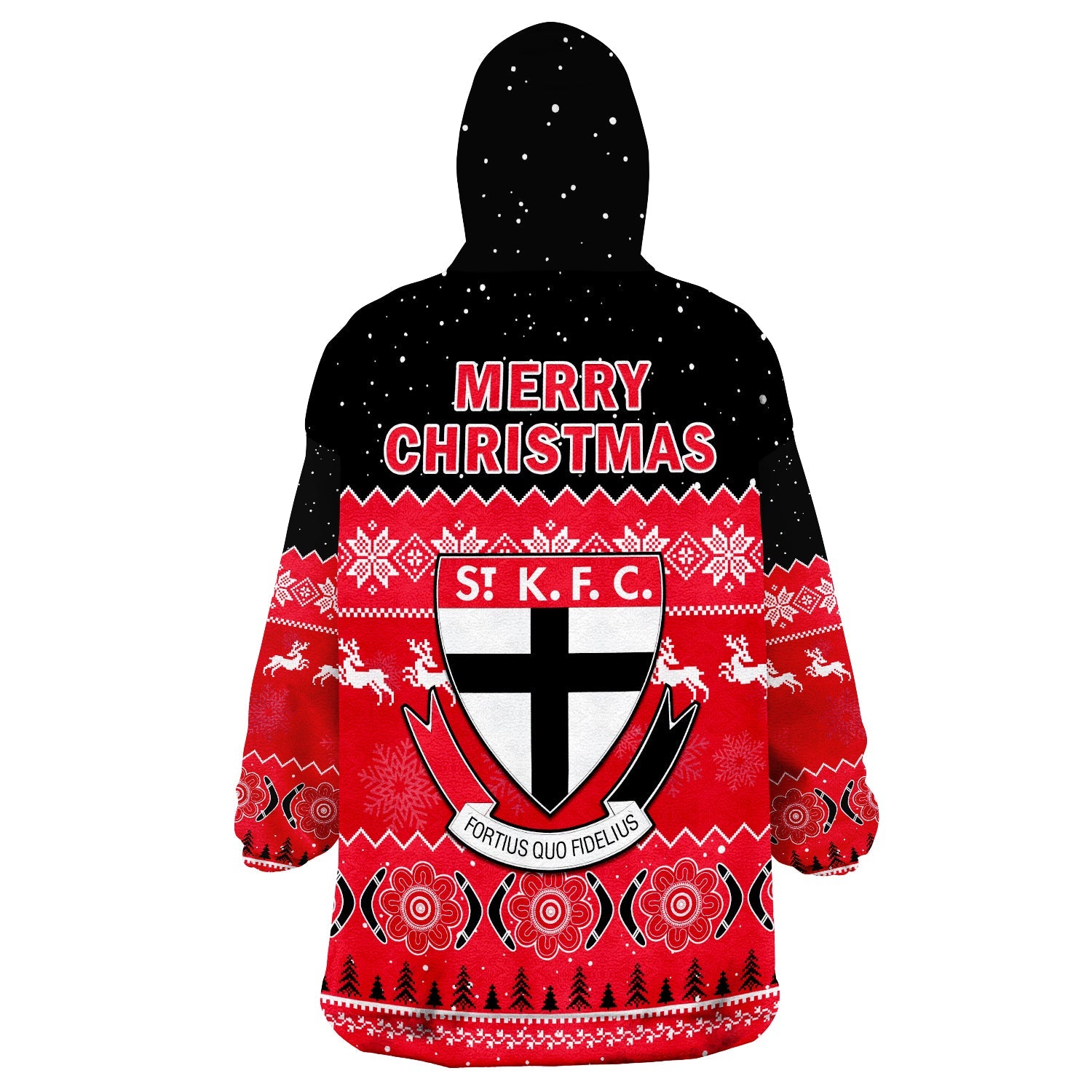 St Kilda Football Wearable Blanket Hoodie Saints Indigenous Merry Christmas - Vibe Hoodie Shop