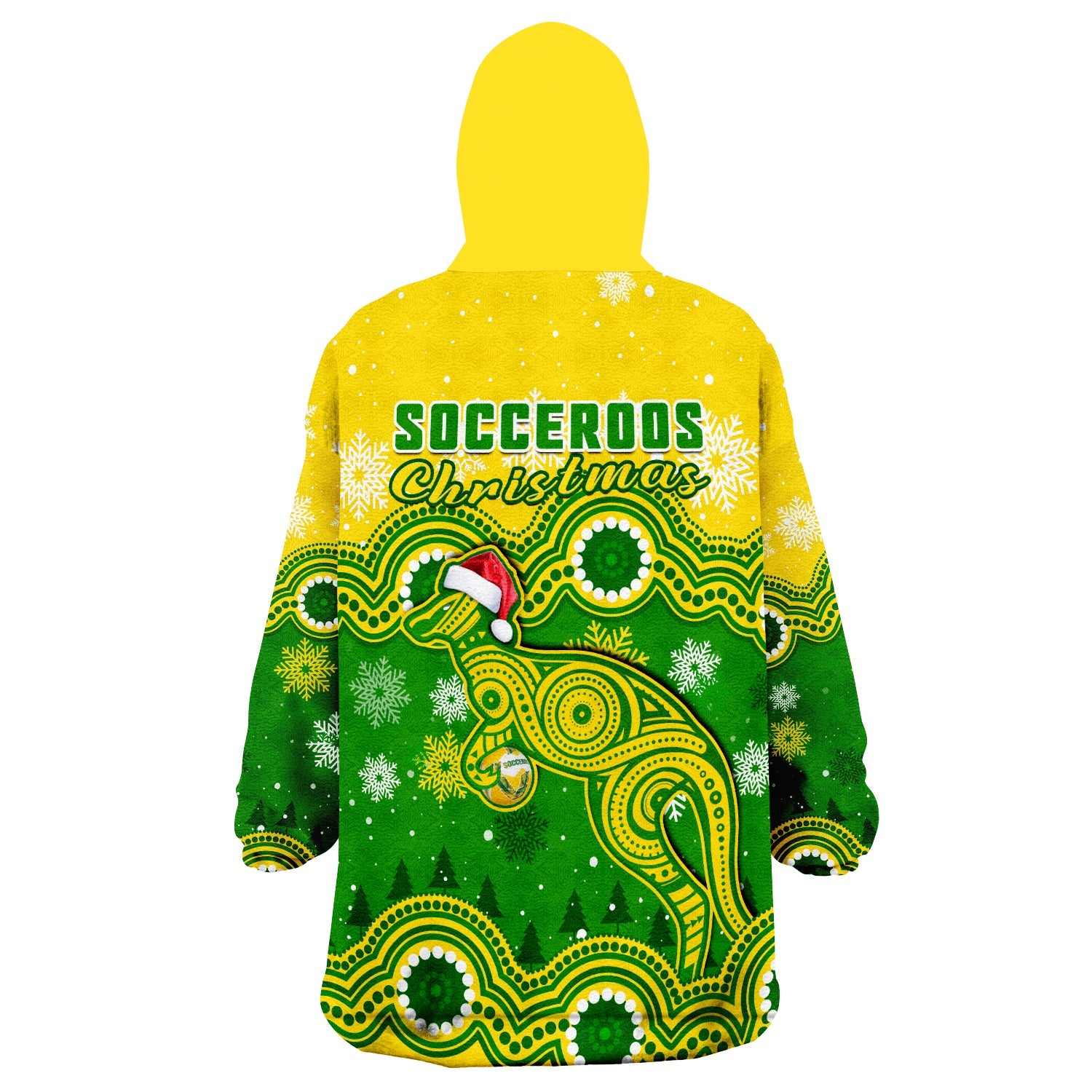 Australia Soccer Christmas Wearable Blanket Hoodie Socceroos Indigenous Kangaroo - Vibe Hoodie Shop