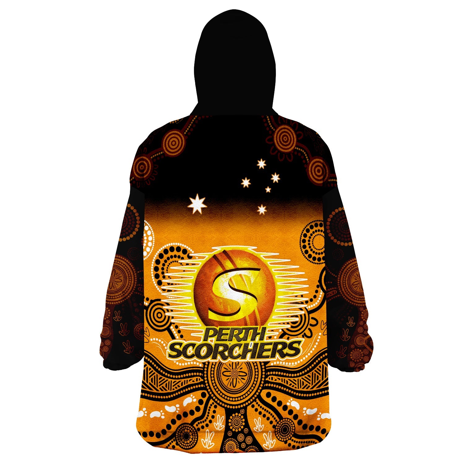 Perth Scorchers Wearable Blanket Hoodie Gradient Aboriginal Dot Painting - Vibe Hoodie Shop