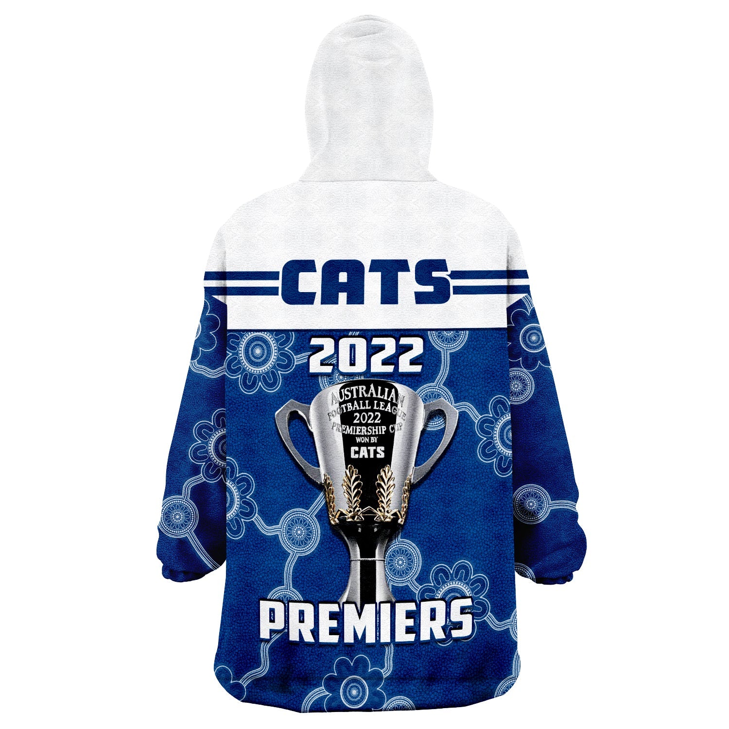Cats Football Wearable Blanket Hoodie Geelong Premiers 2022 Aboriginal - Vibe Hoodie Shop