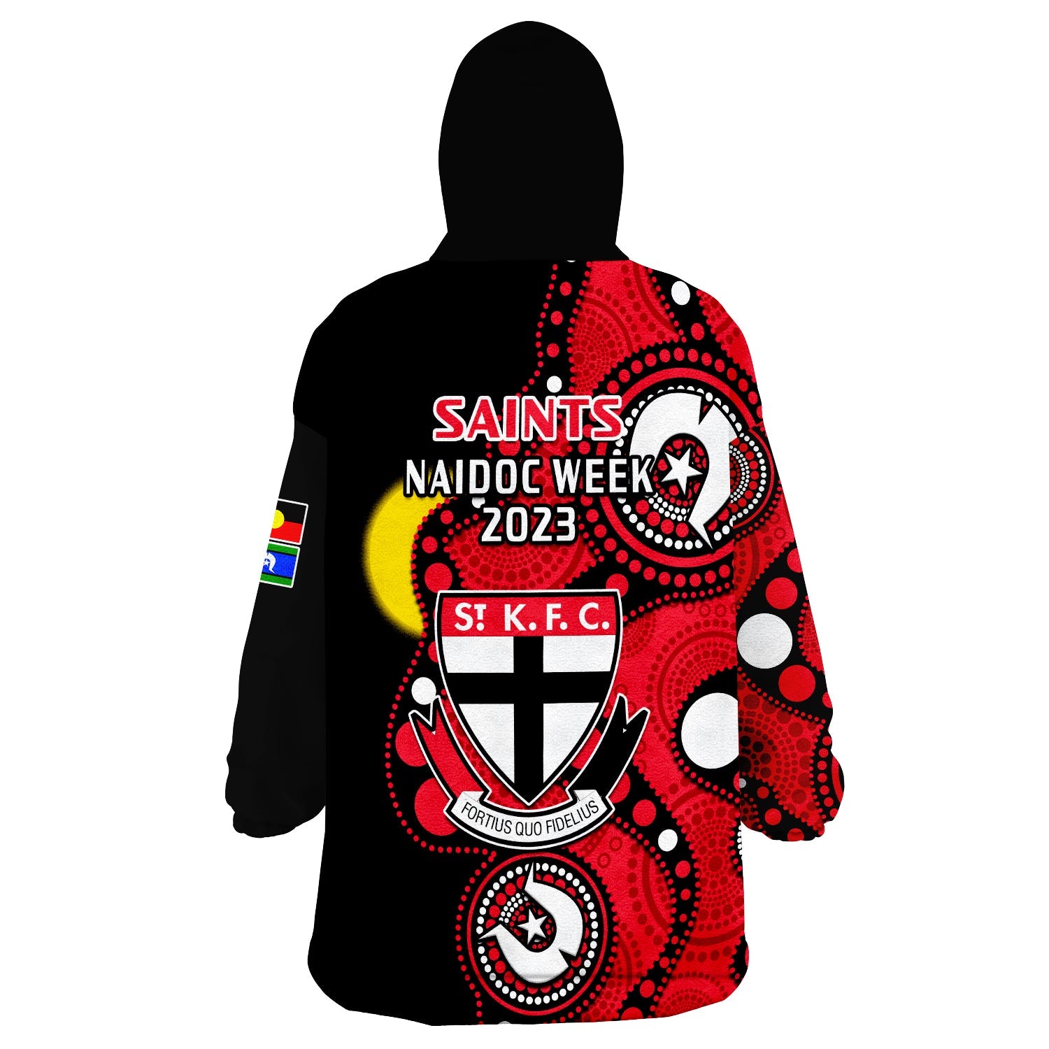 St Kilda Football NAIDOC 2023 Wearable Blanket Hoodie Saints Indigenous For Our Elders - Vibe Hoodie Shop