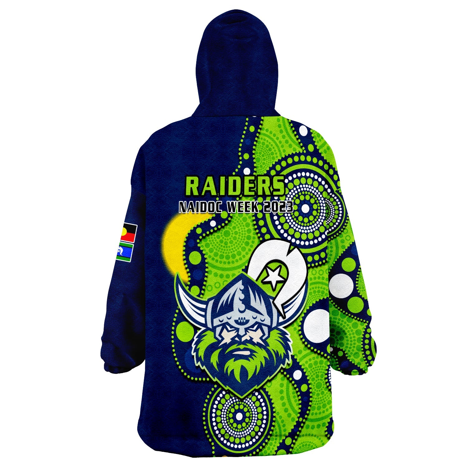 Raiders Rugby NAIDOC 2023 Wearable Blanket Hoodie Canberra For Our Elders Indigenous Art - Vibe Hoodie Shop