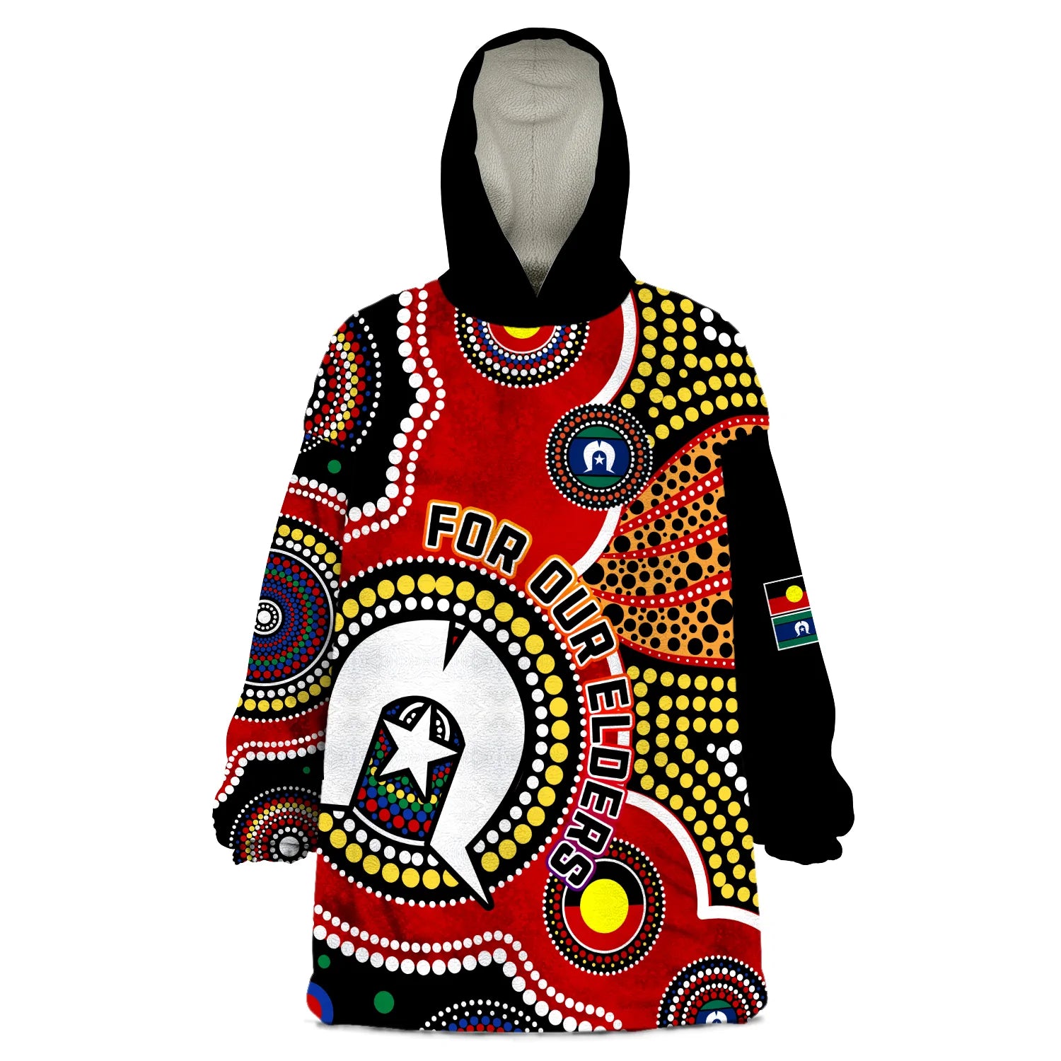 (Custom Personalised) Australia NAIDOC Week Wearable Blanket Hoodie For Our Elders Aborigines and Islanders Flag - Vibe Hoodie Shop