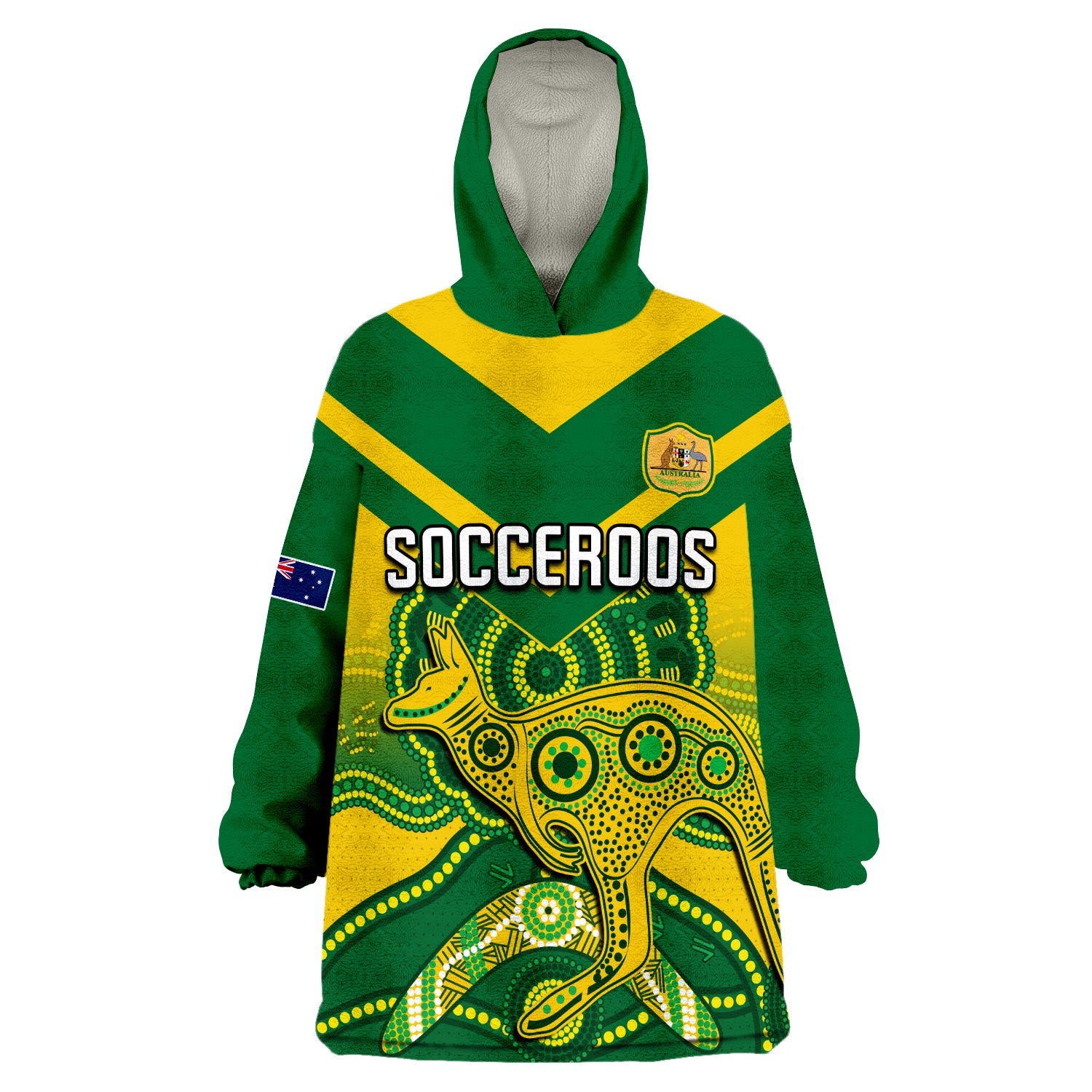 Australia Soccer Wearable Blanket Hoodie Champions Aboriginal Kangaroos World Cup Football Socceroos - Vibe Hoodie Shop