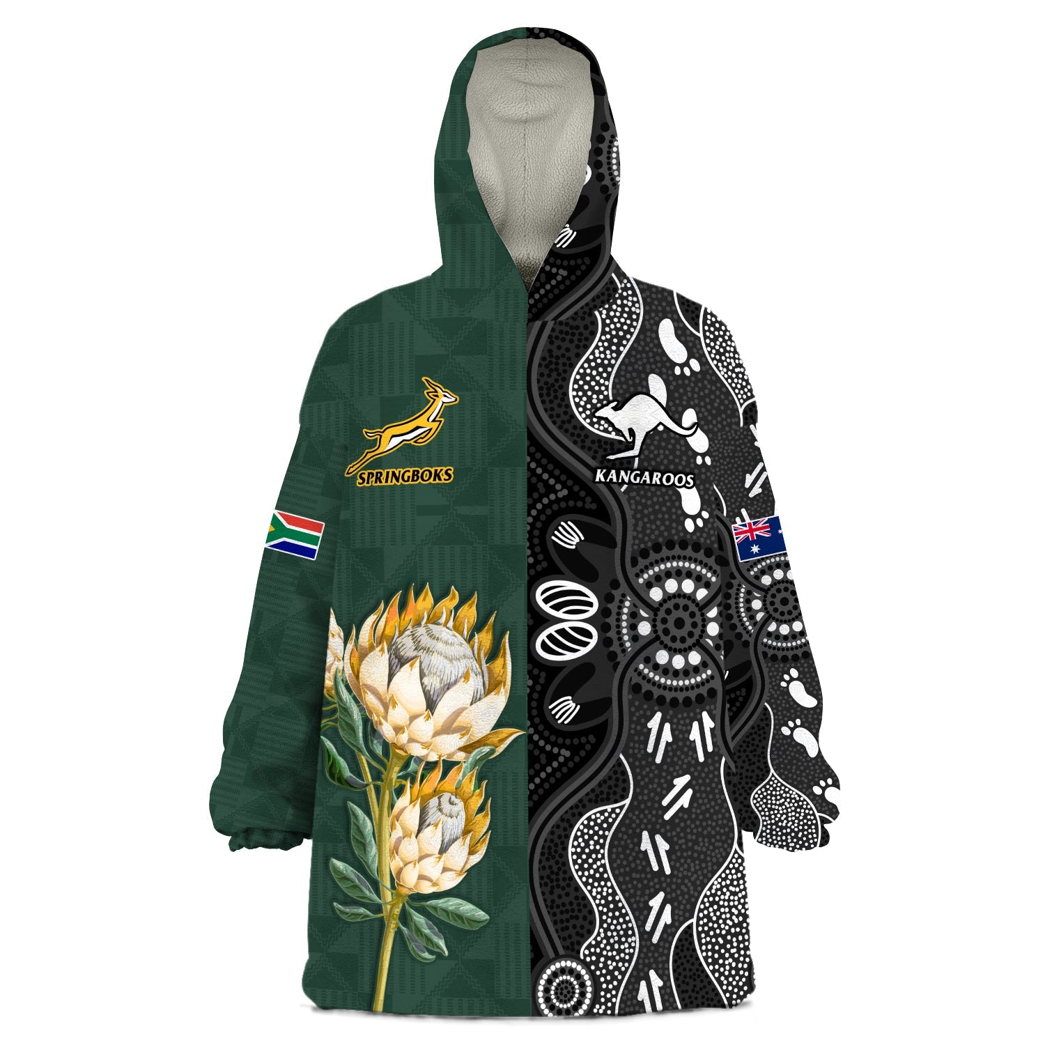 South Africa and Australia Rugby Wearable Blanket Hoodie Go Springboks vs Kangaroos - Vibe Hoodie Shop