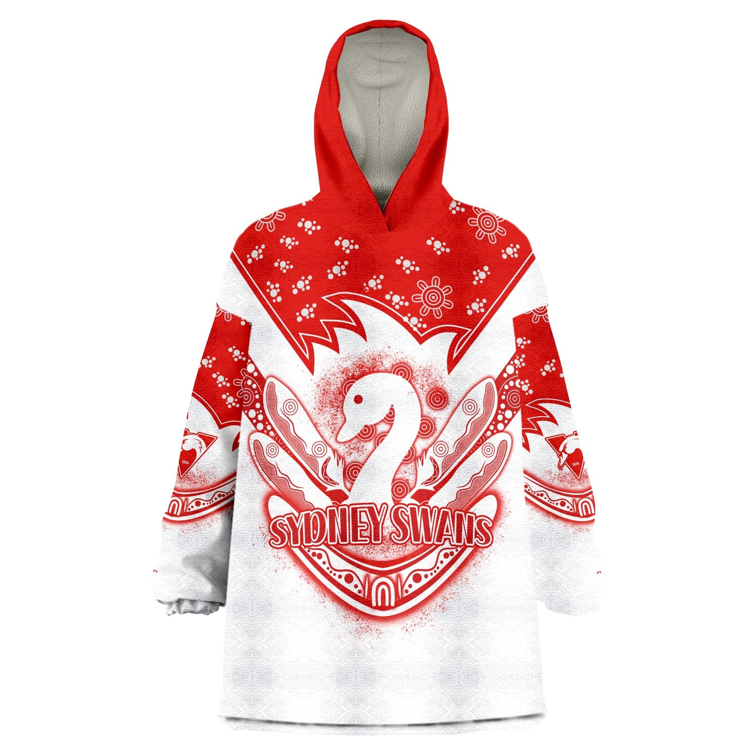 Swans Football Wearable Blanket Hoodie Est 1874 Aboriginal Boomerang Sydney Bloods - Vibe Hoodie Shop