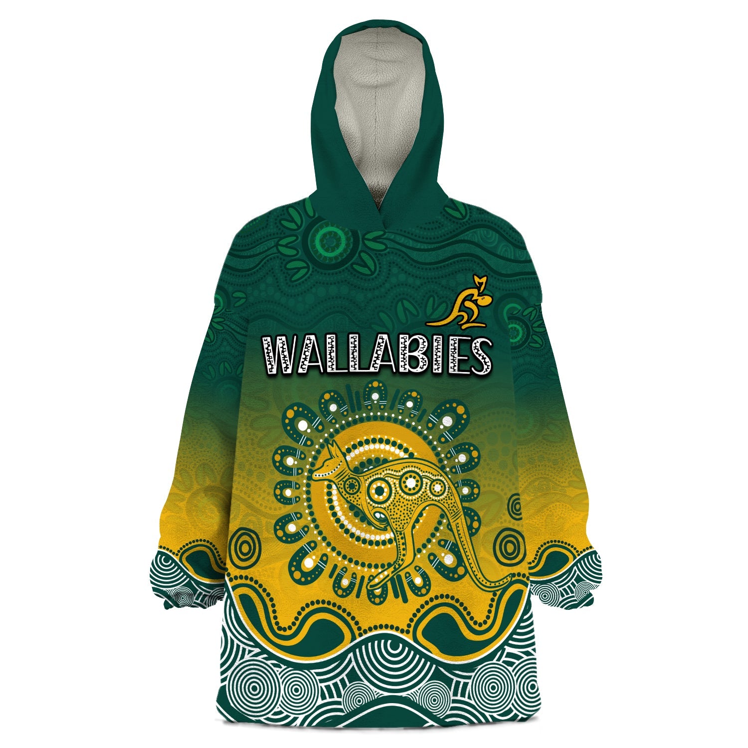 Wallabies Rugby Australia Wearable Blanket Hoodie Aboriginal - Vibe Hoodie Shop