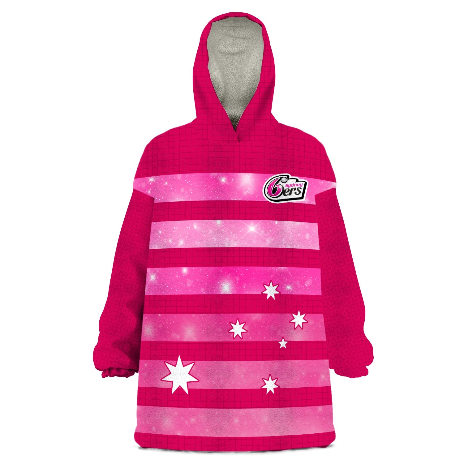 (Custom Text and Number) Sydney Sixers Cricket Wearable Blanket Hoodie Galaxy Star Simple Ver.01 - Vibe Hoodie Shop