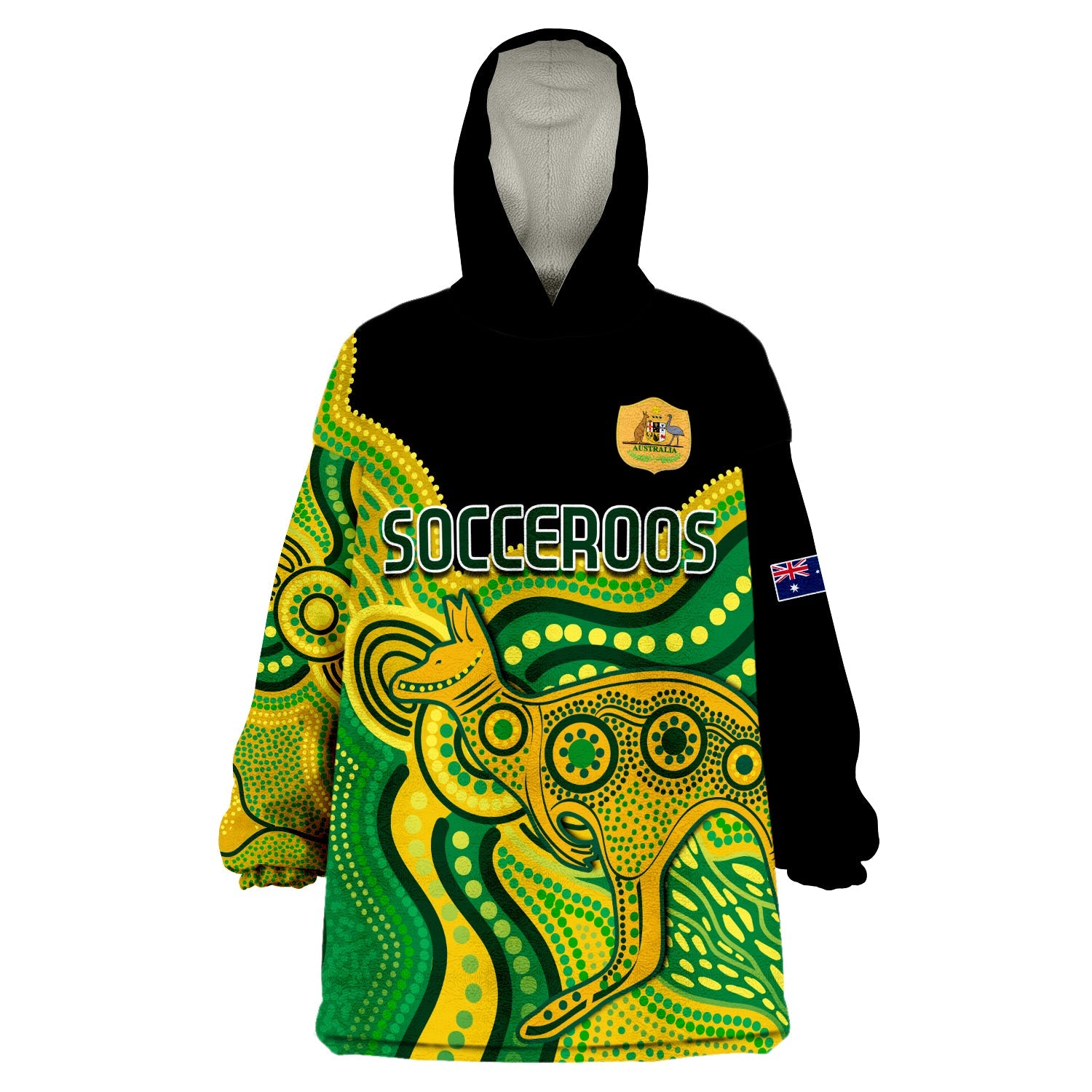 Australia Soccer Wearable Blanket Hoodie World Cup Football 2022 Socceroos We Are Champions - Vibe Hoodie Shop