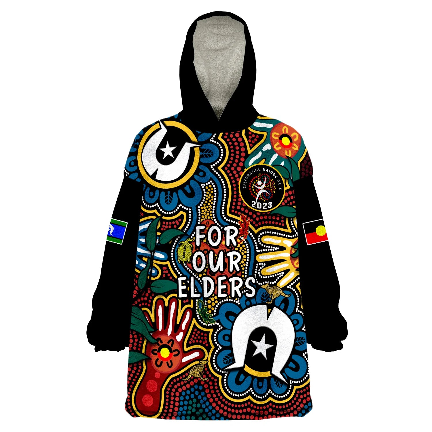 Australia NAIDOC Week 2023 Wearable Blanket Hoodie For Our Elders Indigenous - Vibe Hoodie Shop