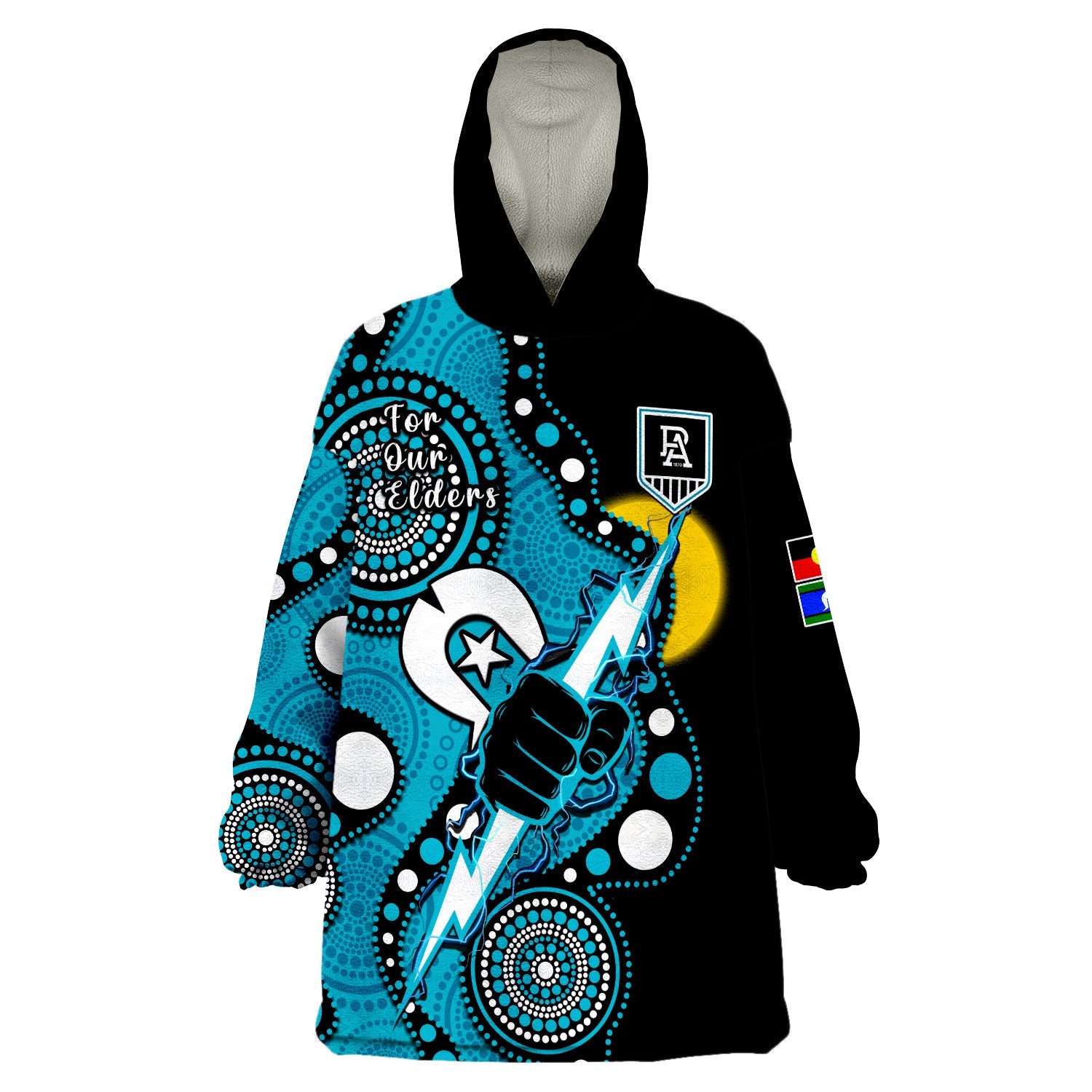 Port Adelaide Football NAIDOC 2023 Wearable Blanket Hoodie For Our Elders Indigenous Art - Vibe Hoodie Shop