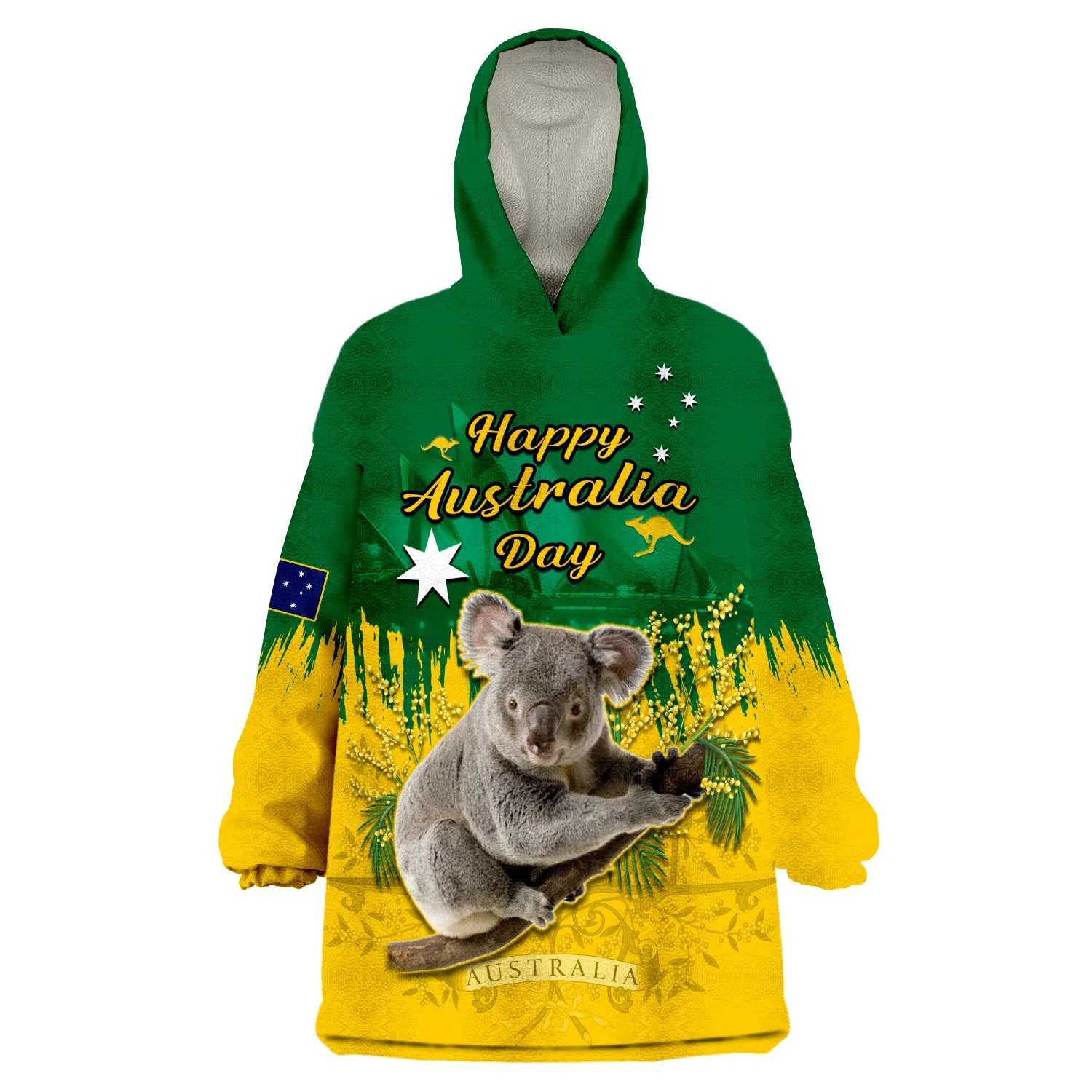 Australia Day Wearable Blanket Hoodie Koala Sydney Opera House National Color - Vibe Hoodie Shop