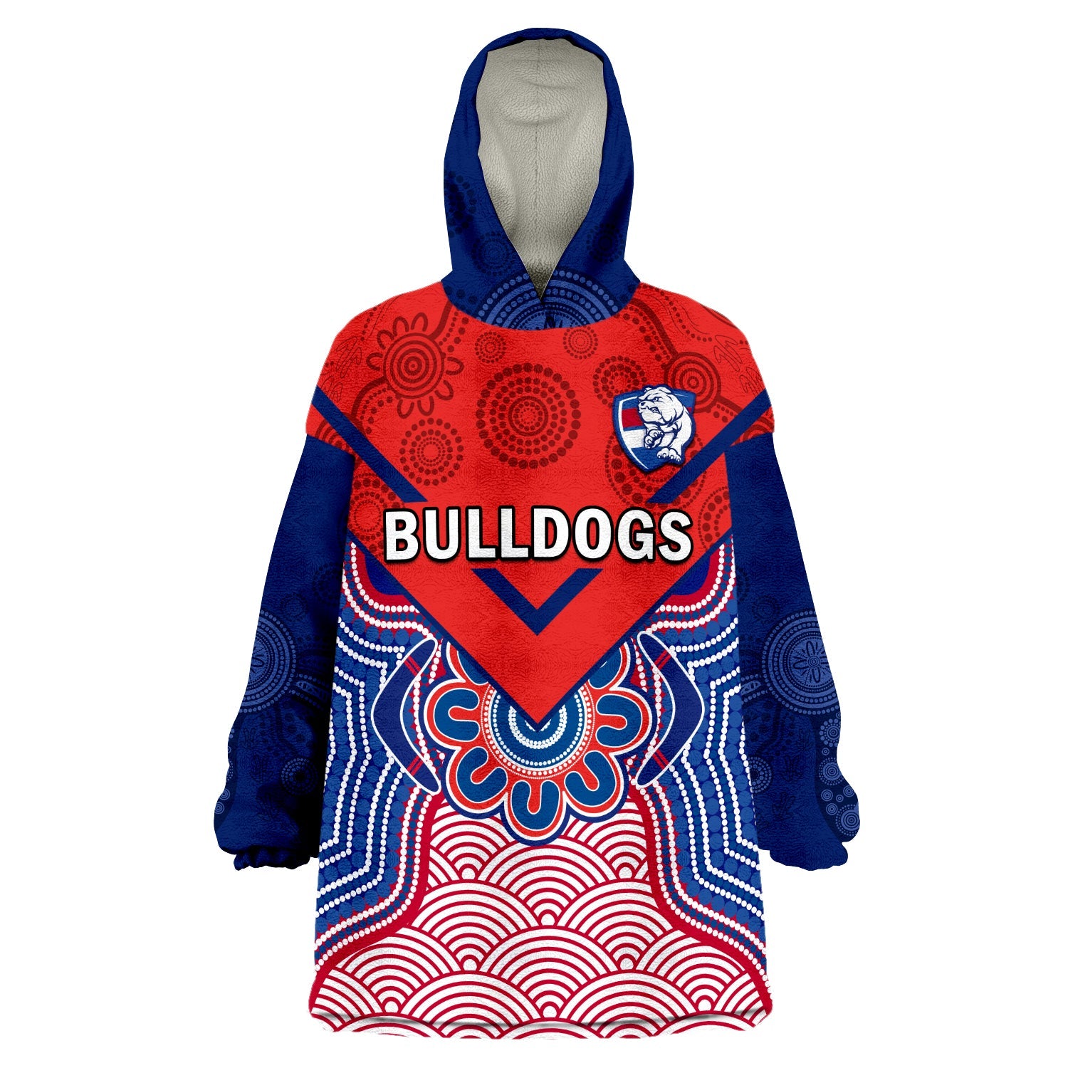 Bulldogs Football Wearable Blanket Hoodie Western Doggies Aboriginal Art - Vibe Hoodie Shop