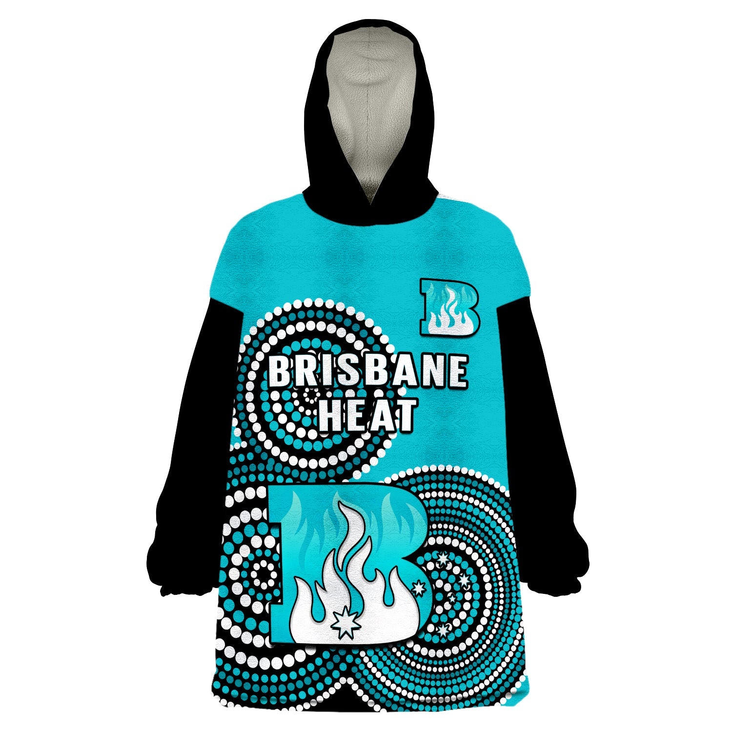Brisbane Heat Cricket Wearable Blanket Hoodie Champions BBL12 Proud Indigenous Art - Vibe Hoodie Shop