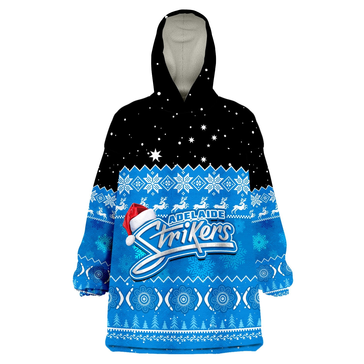 (Custom Personalised) Adelaide Strikers Cricket Wearable Blanket Hoodie Aboriginal Merry Christmas - Vibe Hoodie Shop