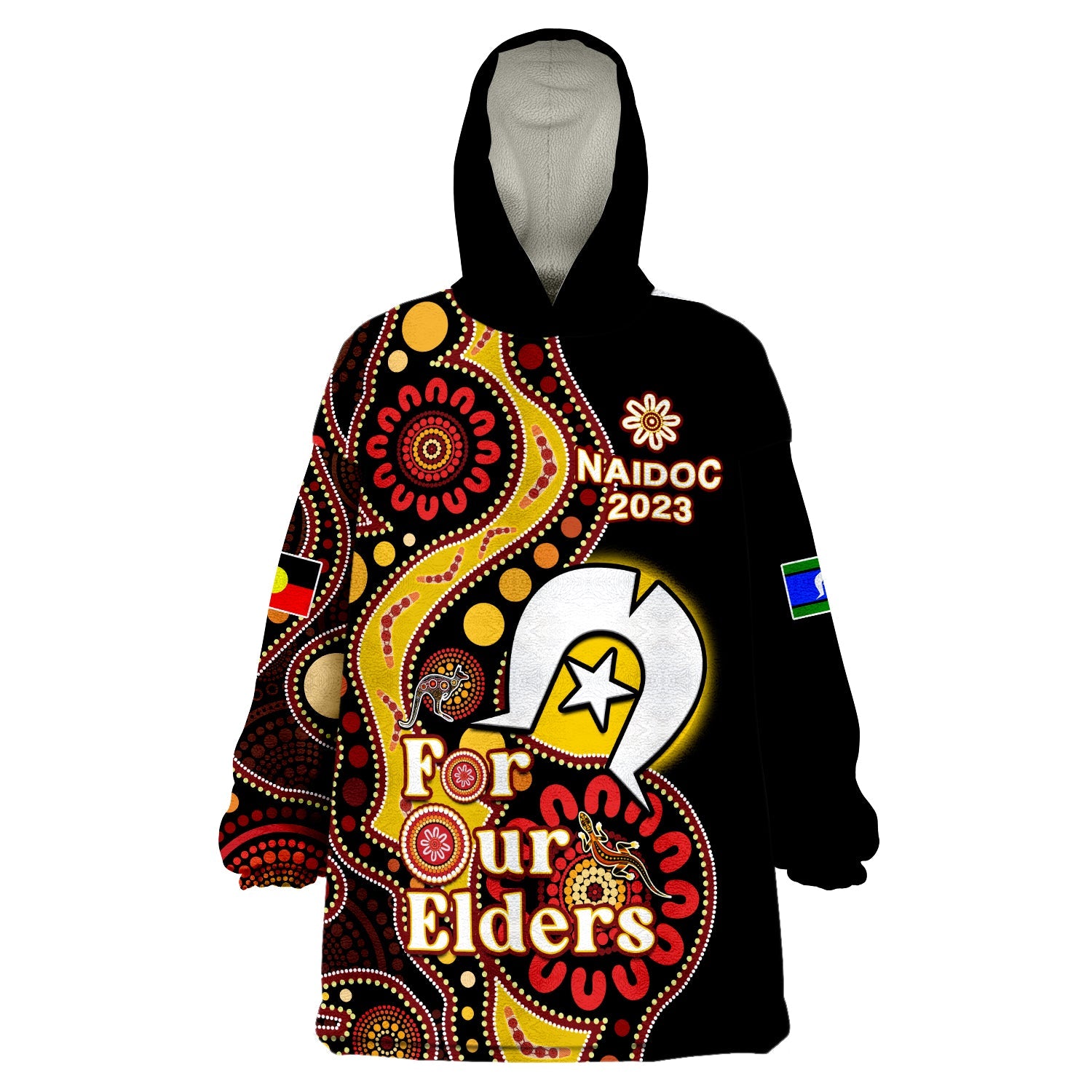 Australia NAIDOC Week 2023 Wearable Blanket Hoodie Indigenous For Our Elders - Vibe Hoodie Shop