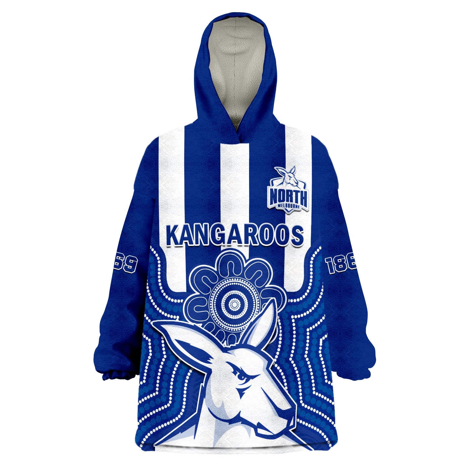 Melbourne Football Wearable Blanket Hoodie North Kangaroos 1869 Aboriginal Art - Vibe Hoodie Shop