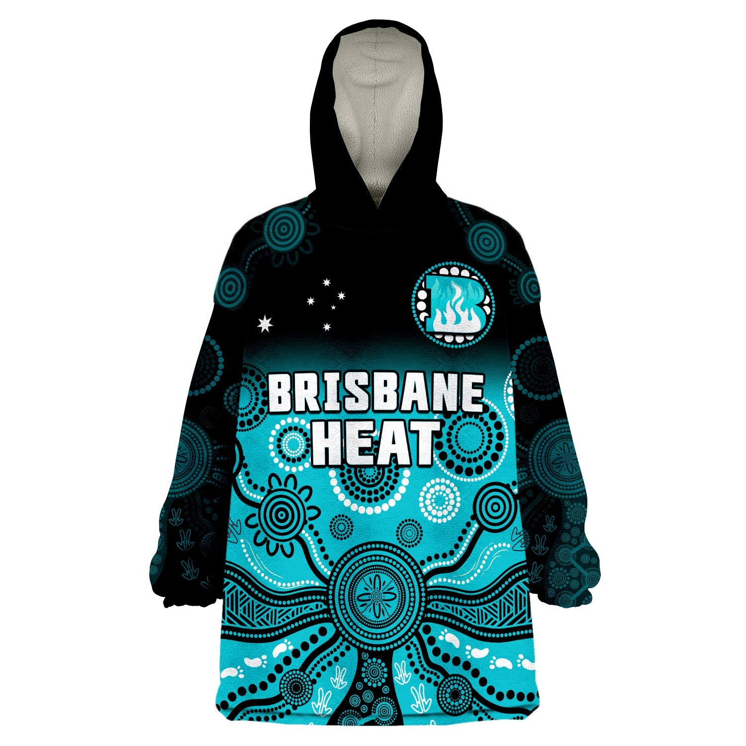 Brisbane Heat Wearable Blanket Hoodie Gradient Aboriginal Dot Painting - Vibe Hoodie Shop