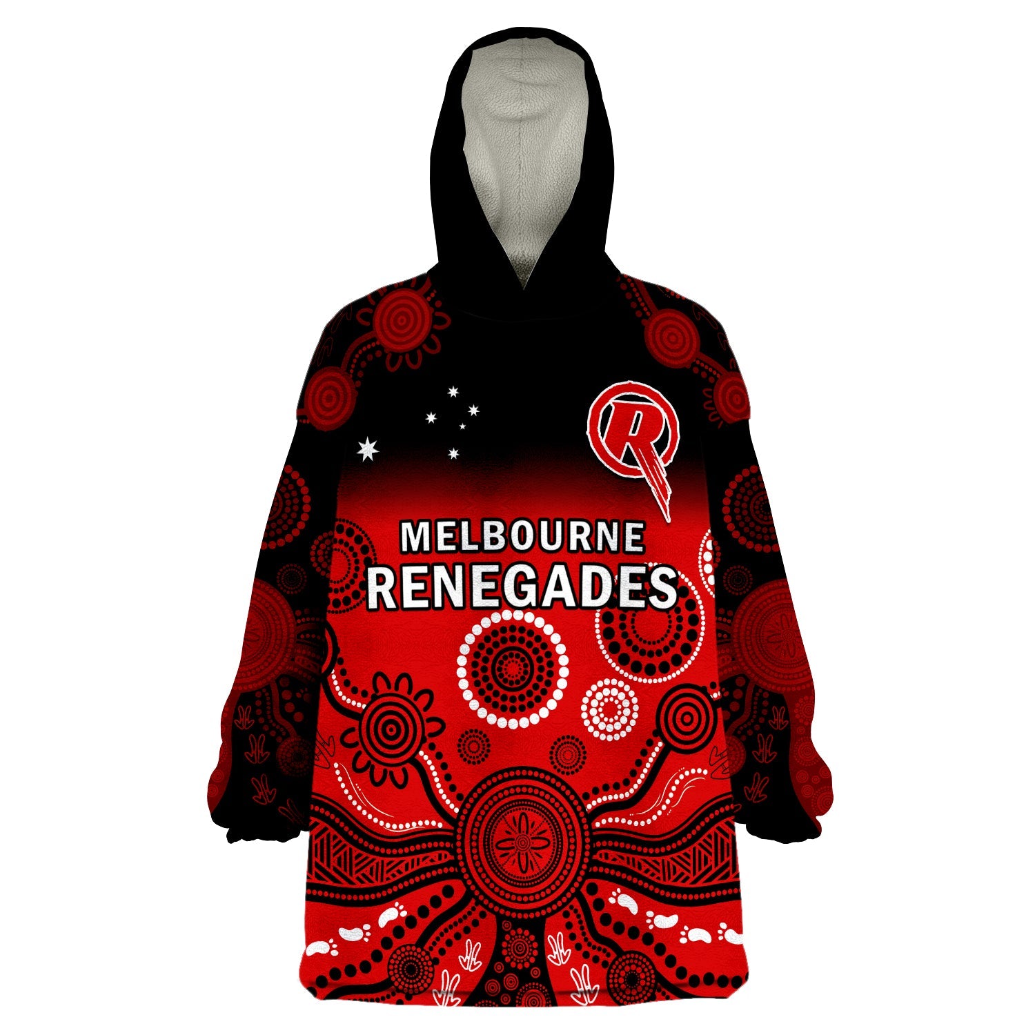 Renegades Cricket Wearable Blanket Hoodie Melbourne Gradient Aboriginal Art - Vibe Hoodie Shop