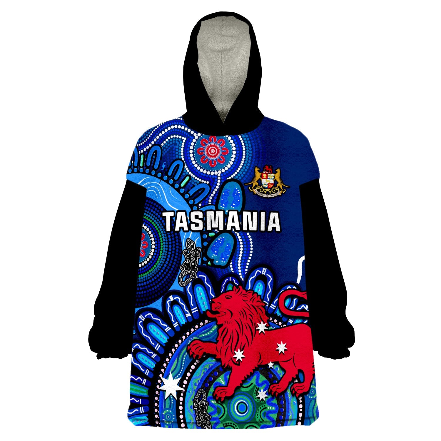 (Custom Personalised) Tasmania State Wearable Blanket Hoodie Australian Indigenous Art - Vibe Hoodie Shop