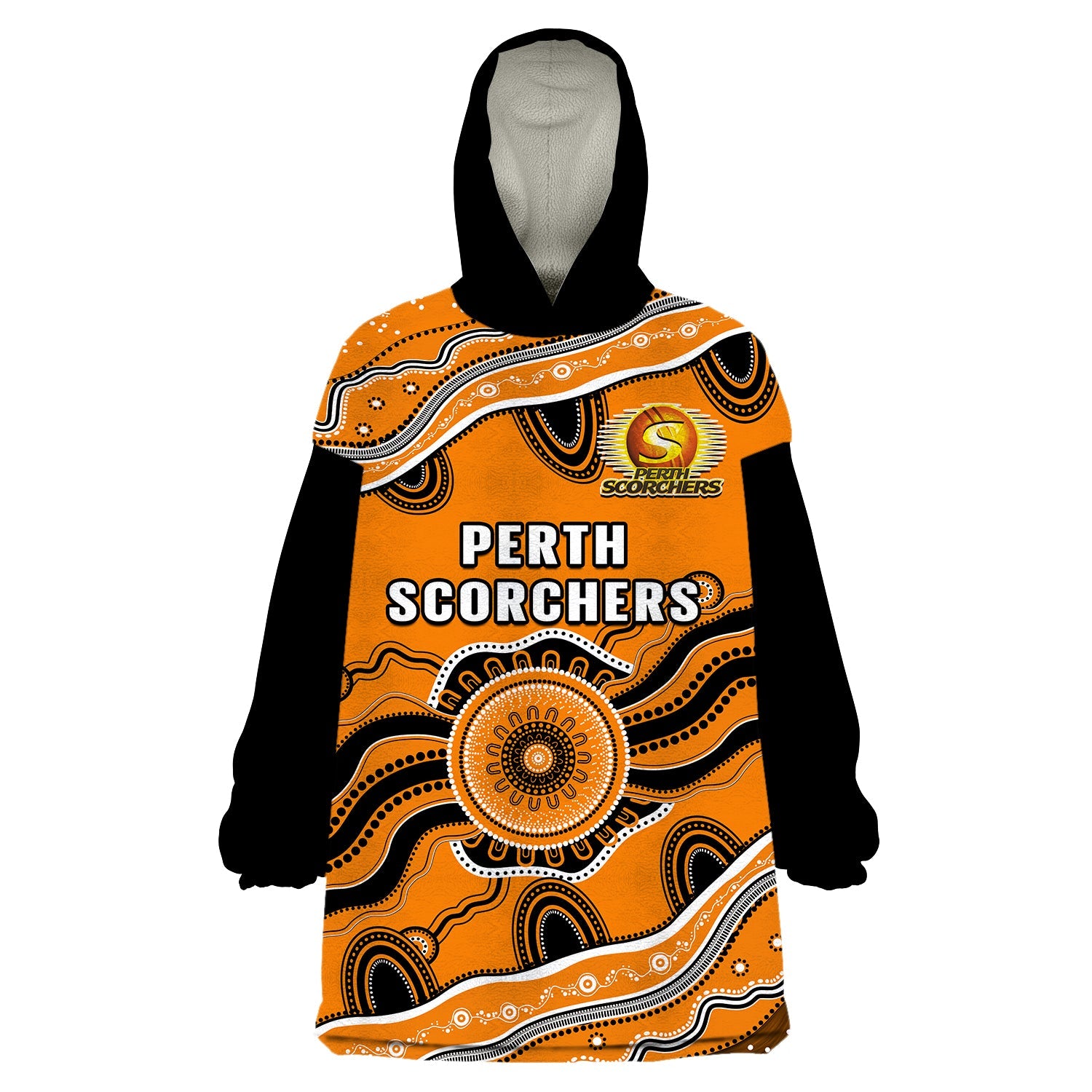 Perth Scorchers Cricket Wearable Blanket Hoodie Aboriginal Painting - Vibe Hoodie Shop