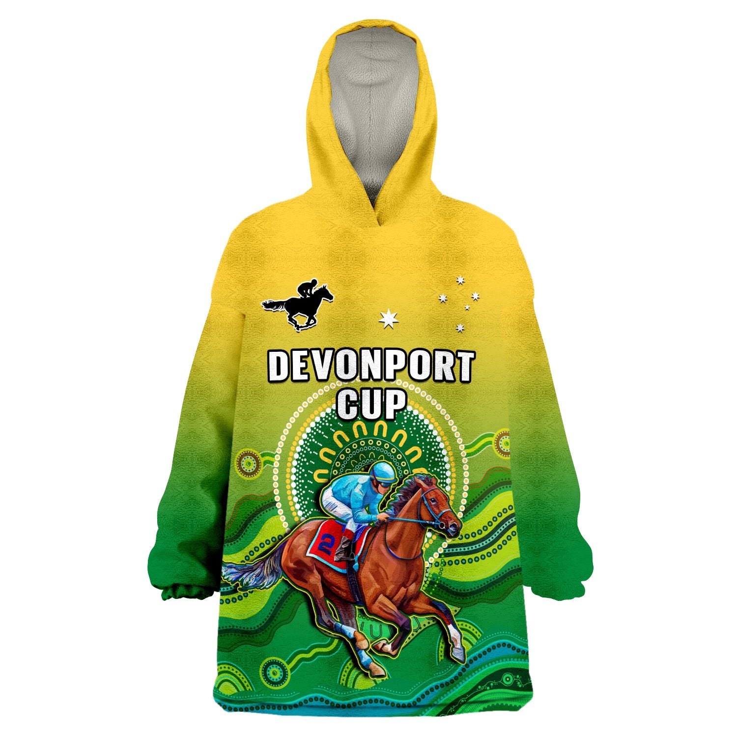 Australia Devonport Cup 2023 Wearable Blanket Hoodie Horse Racing Indigenous Art - Vibe Hoodie Shop