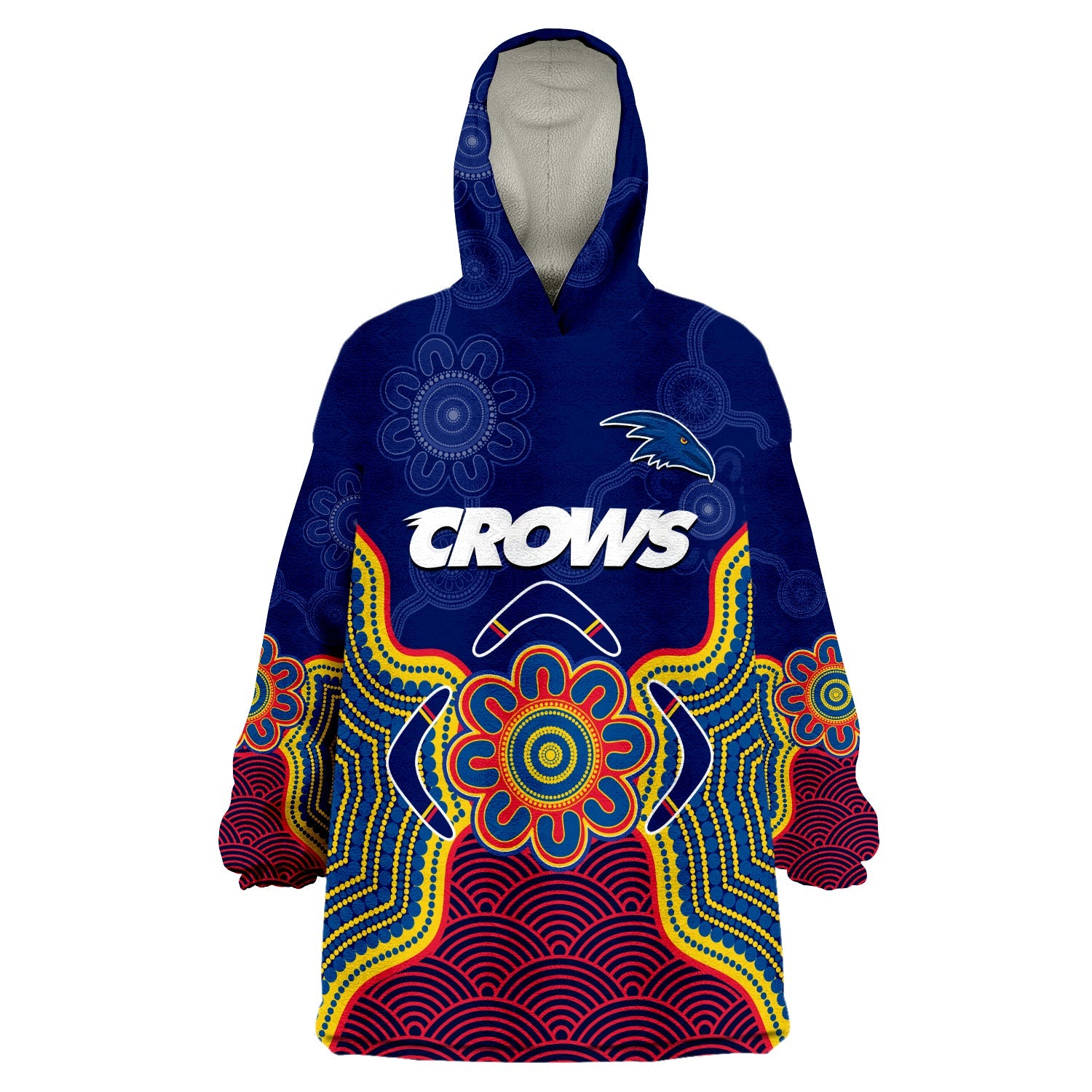Adelaide Football Wearable Blanket Hoodie Crows Aboriginal Art - Vibe Hoodie Shop