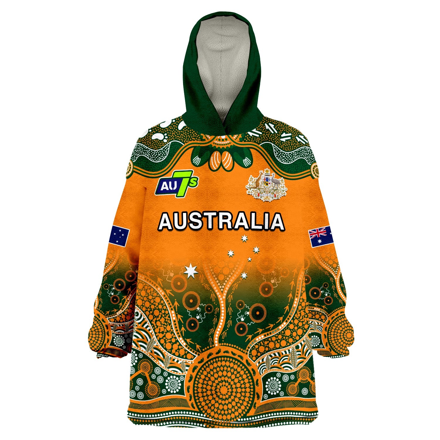 Australia Rugby Wearable Blanket Hoodie Aussie Sevens Original Indigenous - Vibe Hoodie Shop