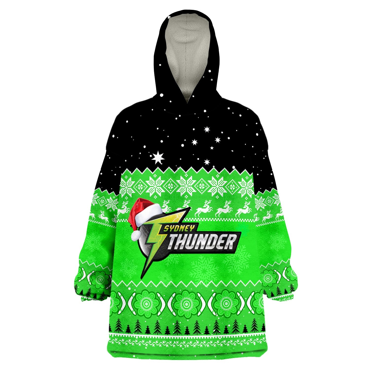 Thunder Cricket Wearable Blanket Hoodie Aboriginal Merry Christmas - Vibe Hoodie Shop