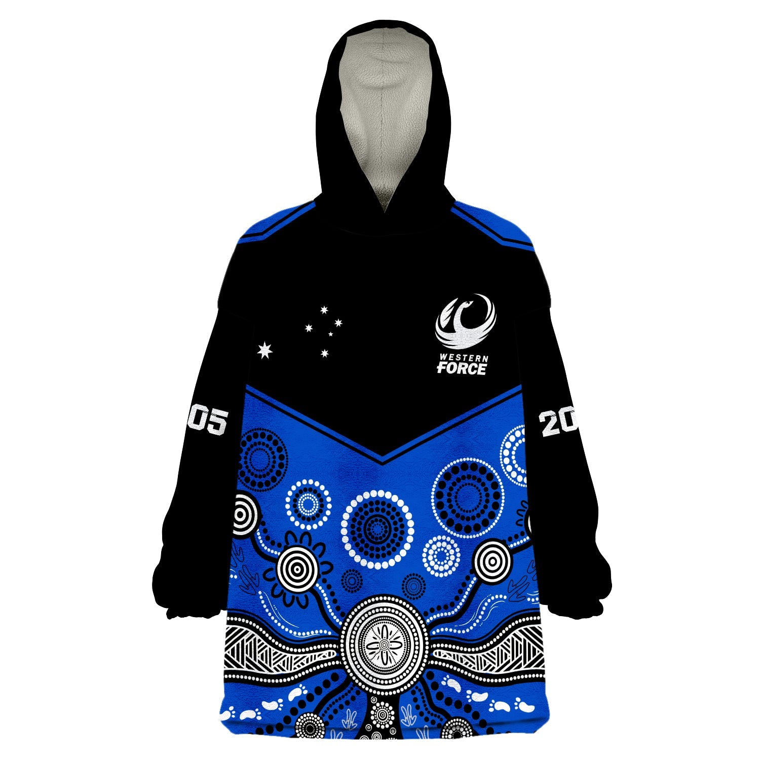 Western Force Super Rugby 2023 Wearable Blanket Hoodie Est 2005 Indigenous Art - Vibe Hoodie Shop