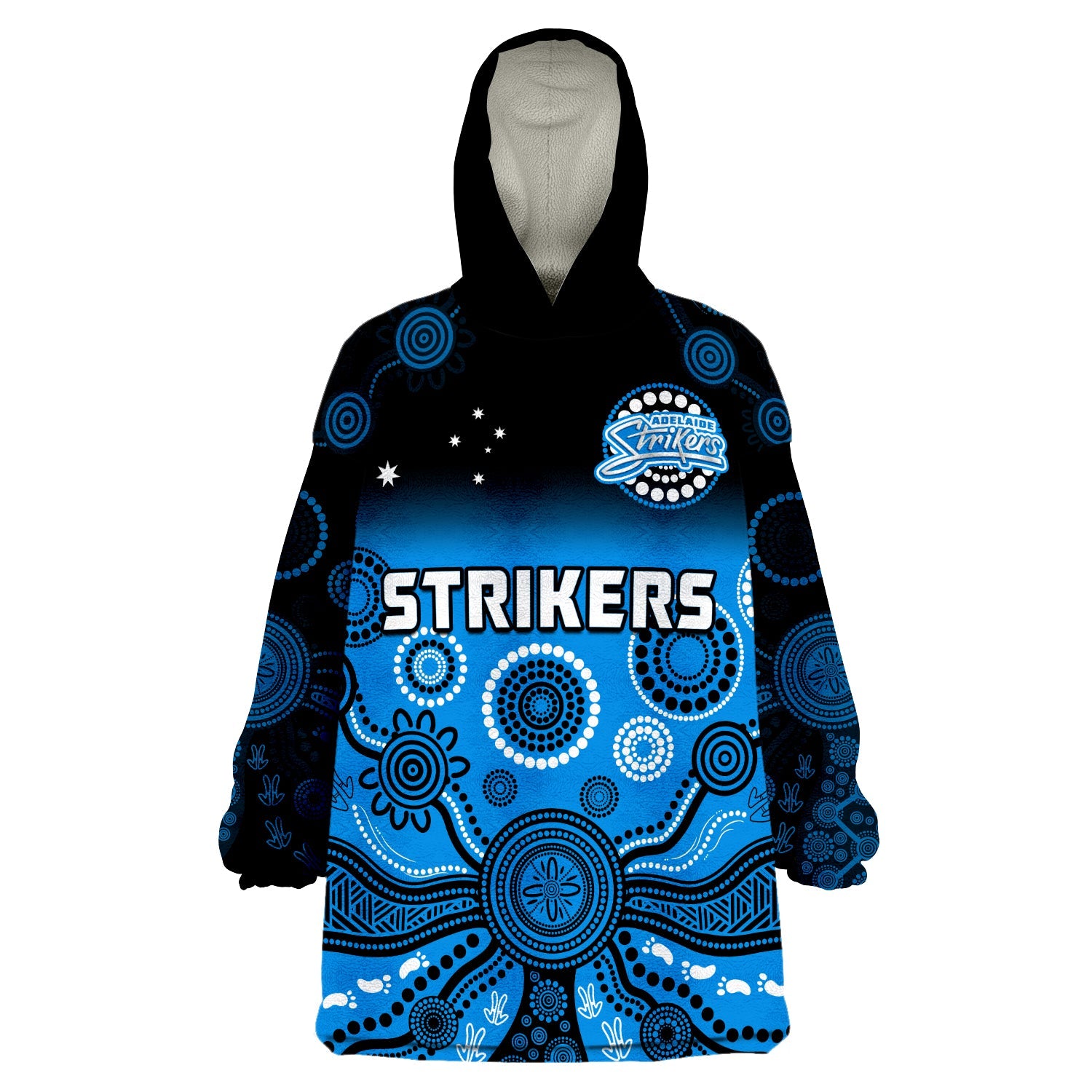 Adelaide Strikers Wearable Blanket Hoodie Gradient Aboriginal Dot Painting - Vibe Hoodie Shop