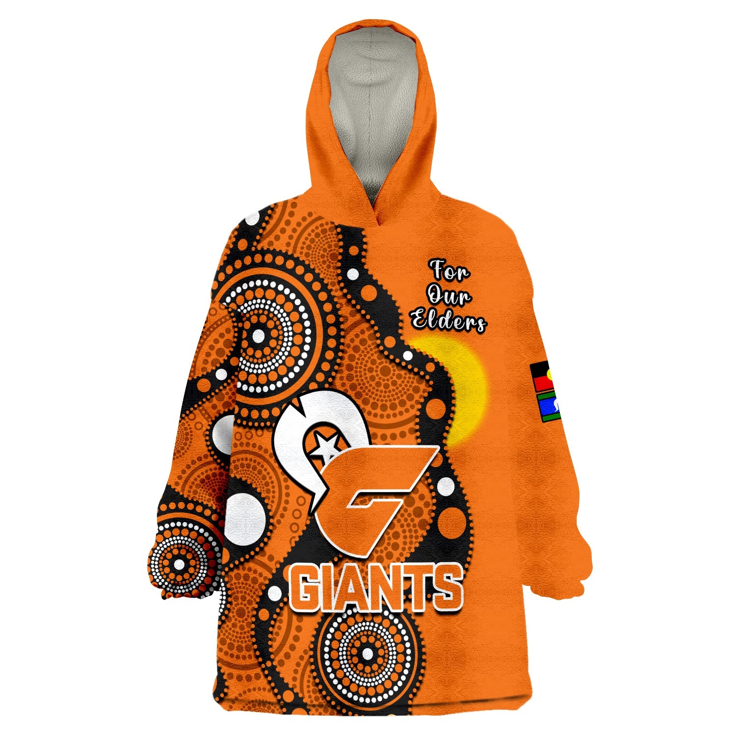 GWS Giants Football NAIDOC 2023 Wearable Blanket Hoodie Indigenous For Our Elders - Vibe Hoodie Shop