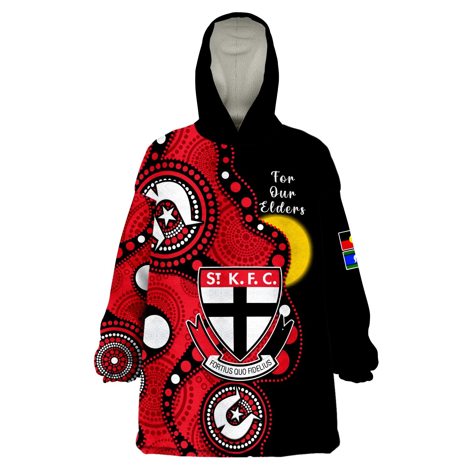St Kilda Football NAIDOC 2023 Wearable Blanket Hoodie Saints Indigenous For Our Elders - Vibe Hoodie Shop