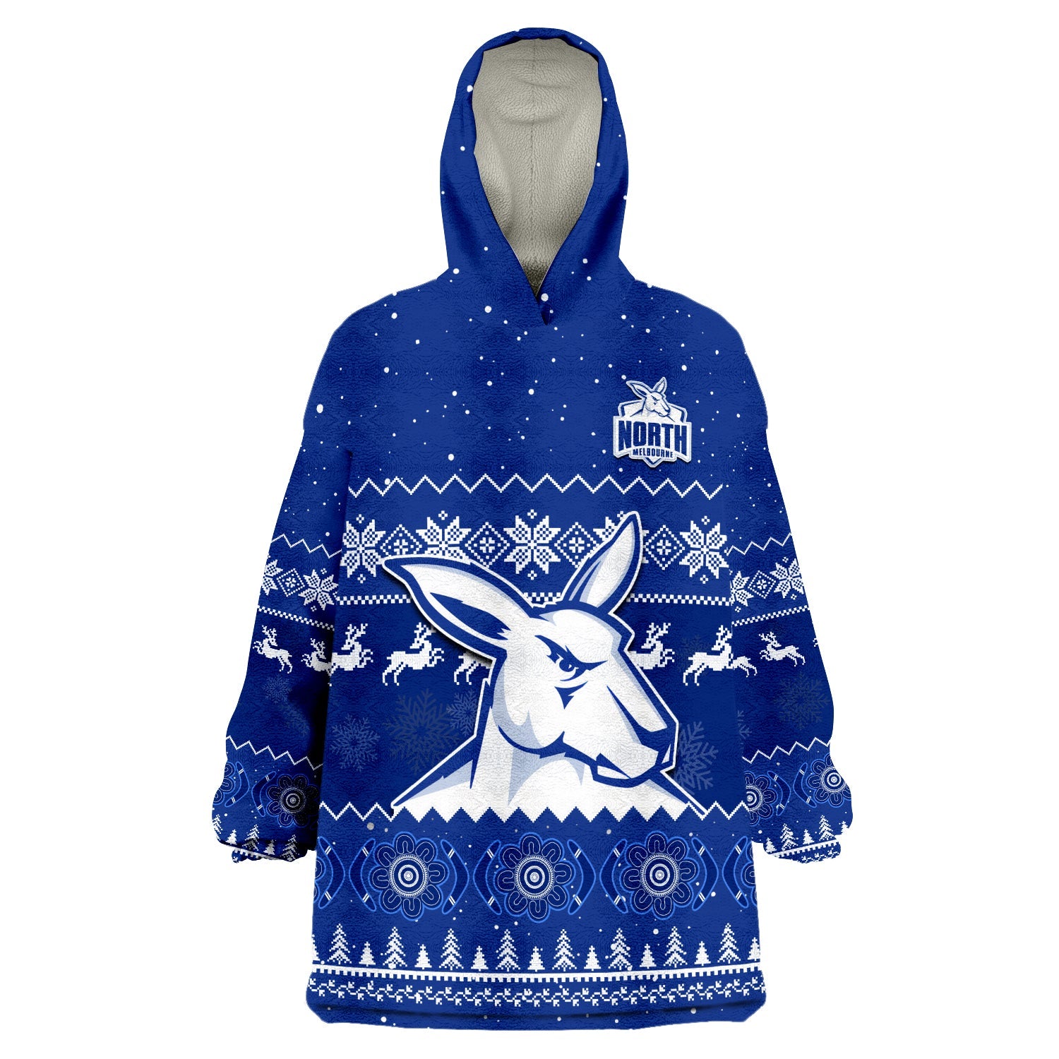 (Custom Personalised) Melbourne Football Wearable Blanket Hoodie North Kangaroos Indigenous Merry Christmas - Vibe Hoodie Shop