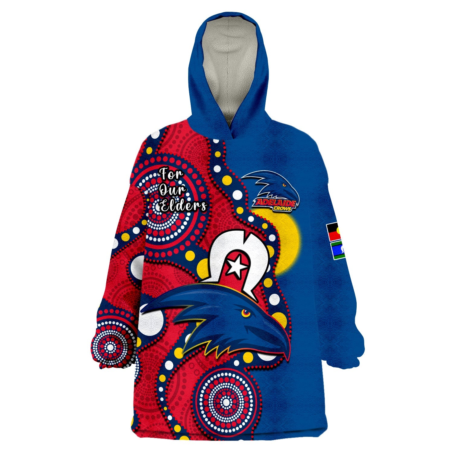 Adelaide Football NAIDOC 2023 Wearable Blanket Hoodie Crows For Our Elders Indigenous - Vibe Hoodie Shop