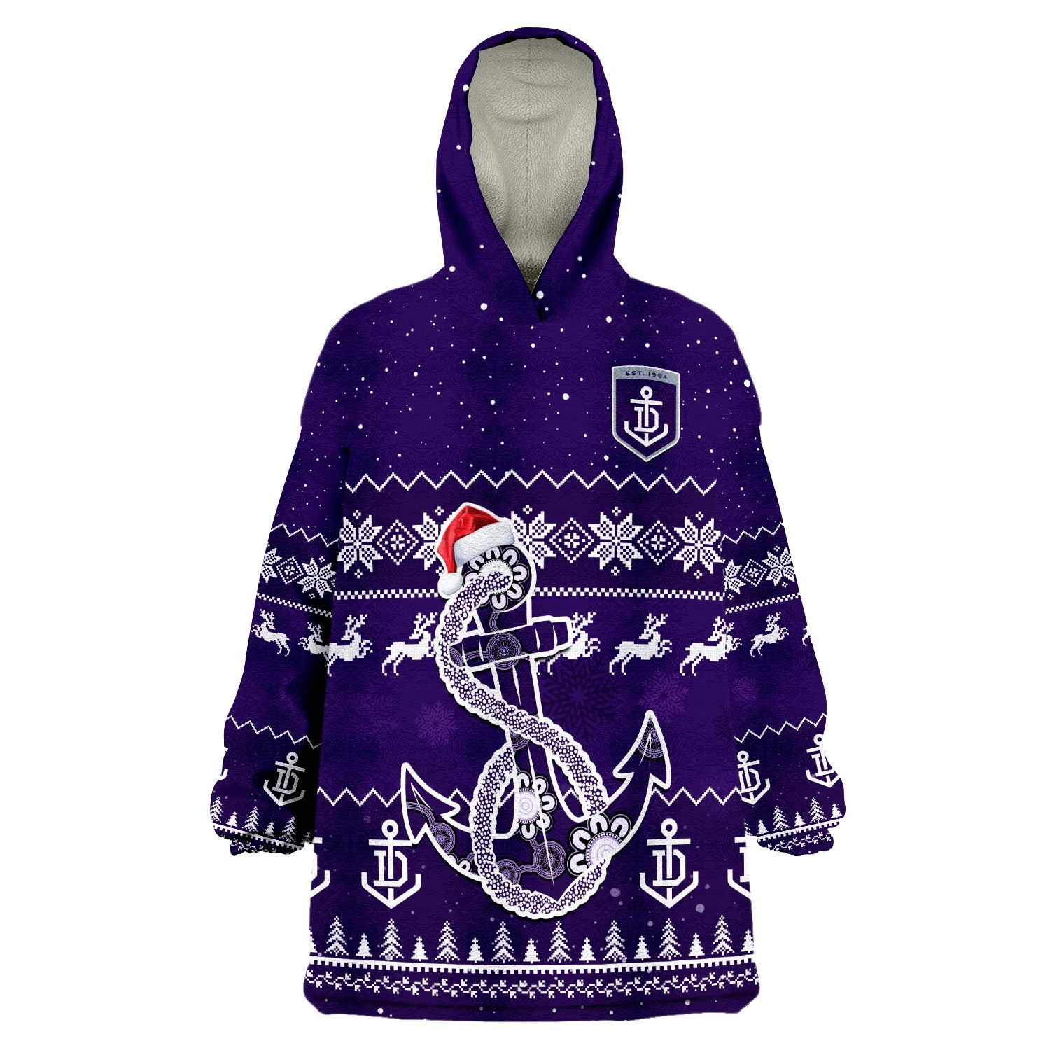 Dockers Football Wearable Blanket Hoodie Freo Indigenous Merry Christmas - Vibe Hoodie Shop