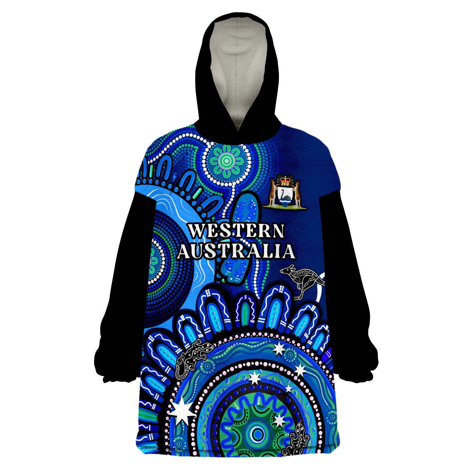 (Custom Personalised) Western Australia State Wearable Blanket Hoodie WA Aussie Indigenous Art - Vibe Hoodie Shop