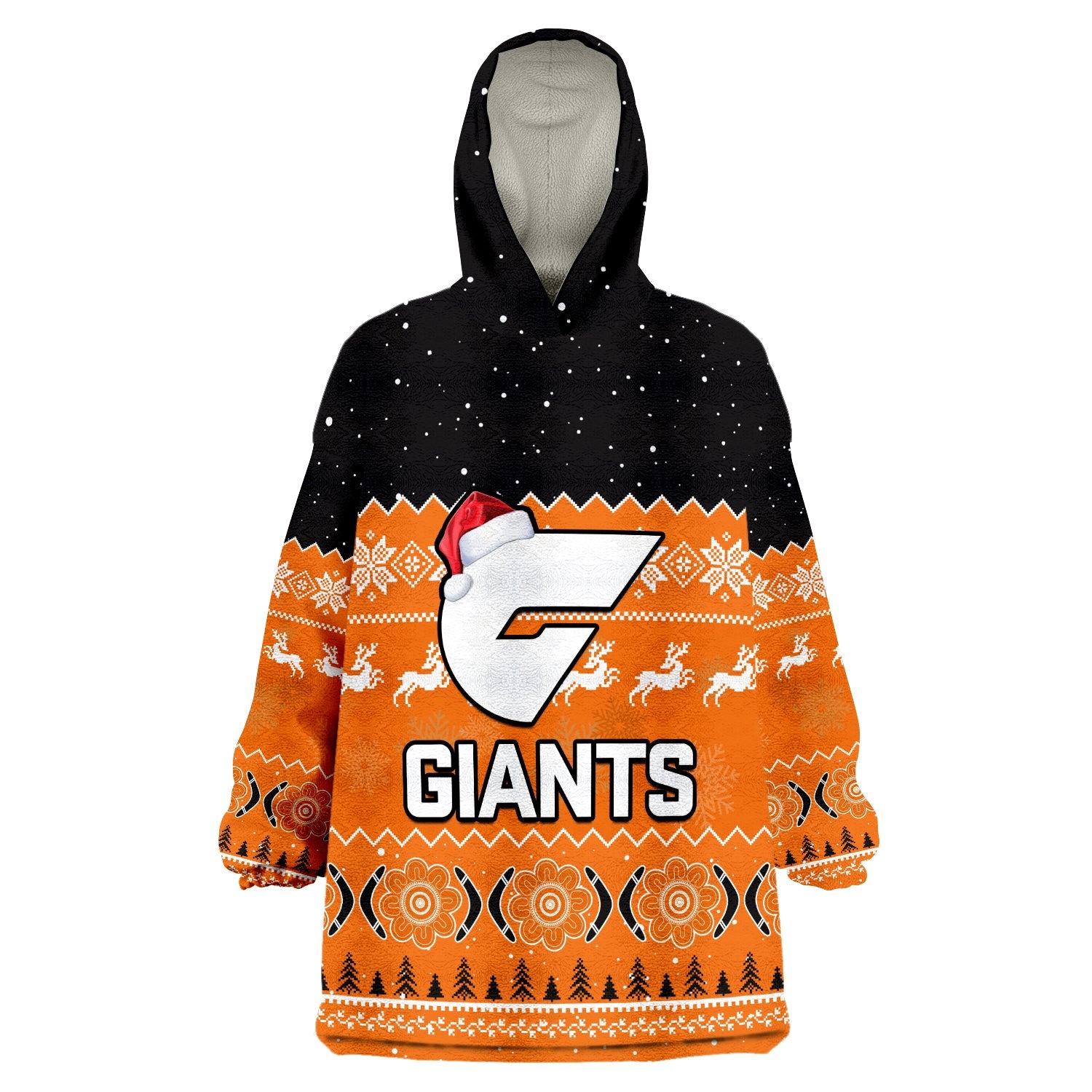 (Custom Personalised) Greater Western Sydney Football Wearable Blanket Hoodie Giants Aboriginal Merry Christmas - Vibe Hoodie Shop
